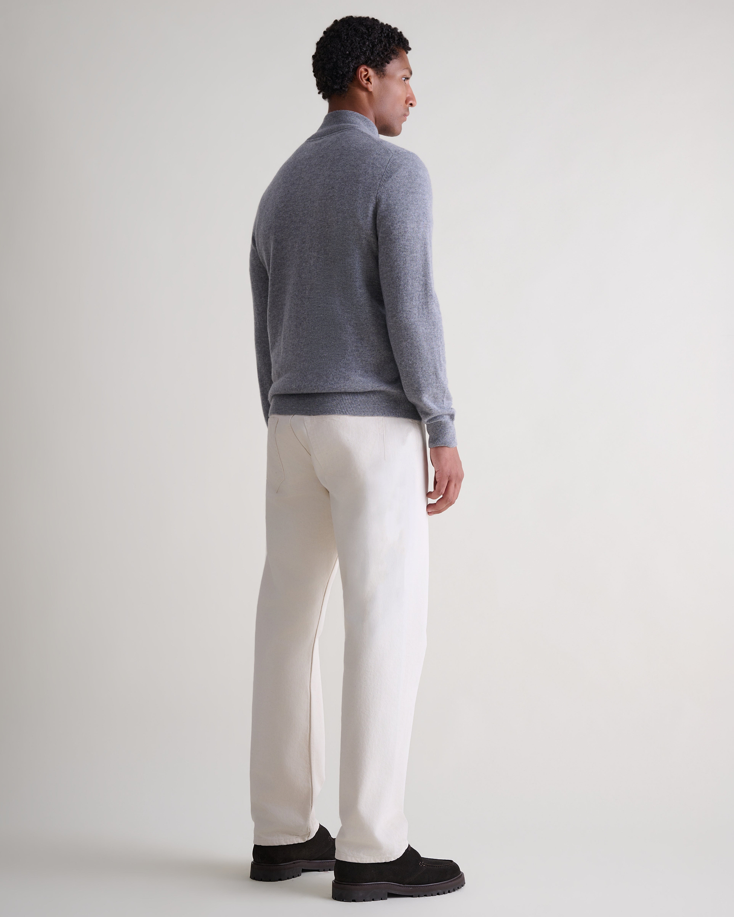 Men's Finest Cashmere 1/4 Zip Jumper - Mid Grey