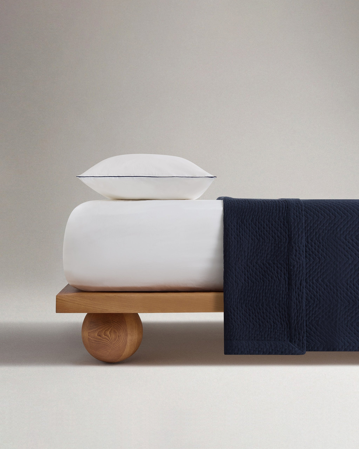 Image 2 of 5 showing Organic Cotton Herringbone Bedspread - Indigo
