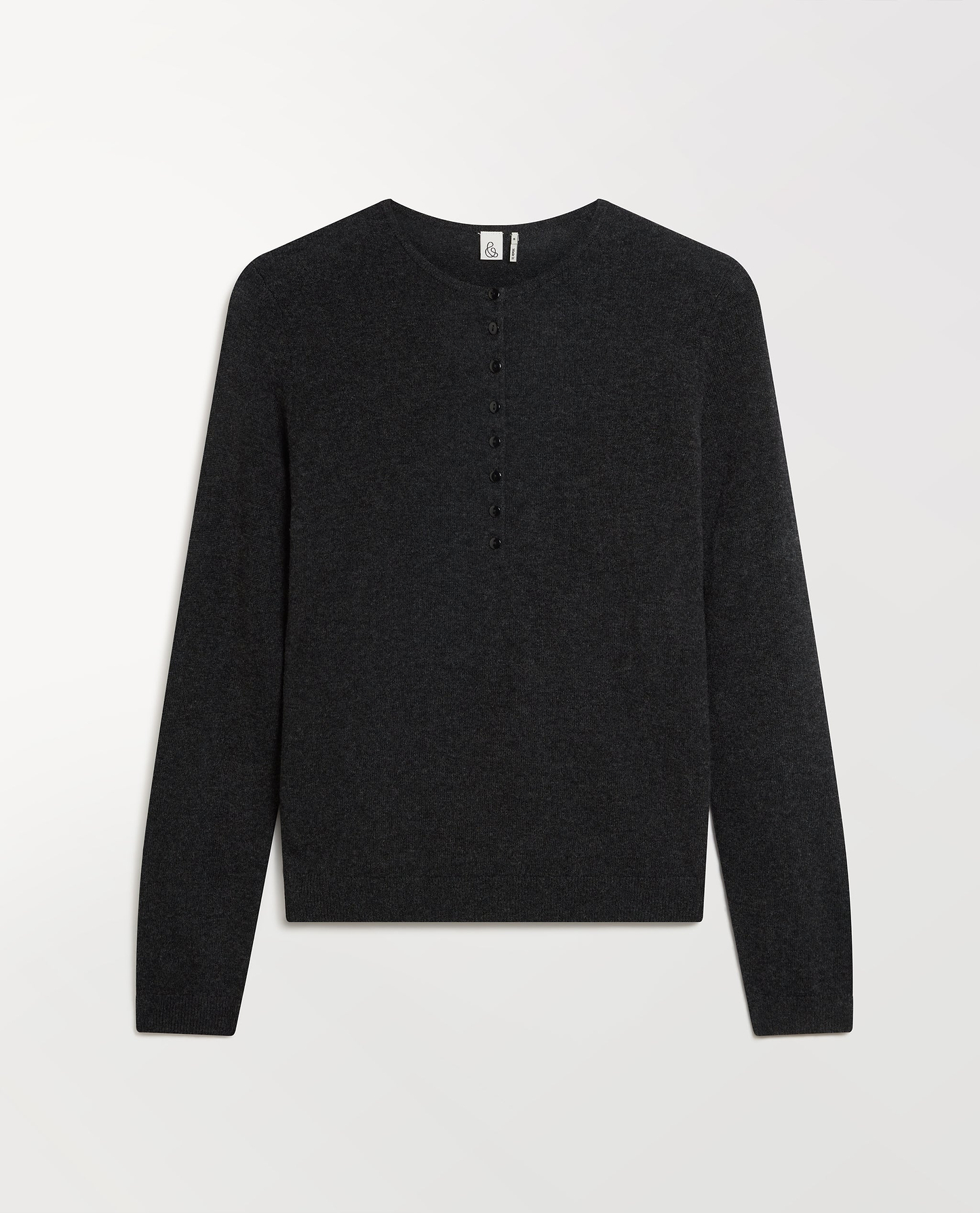 Women's Cashmere Merino Henley Jumper - Charcoal