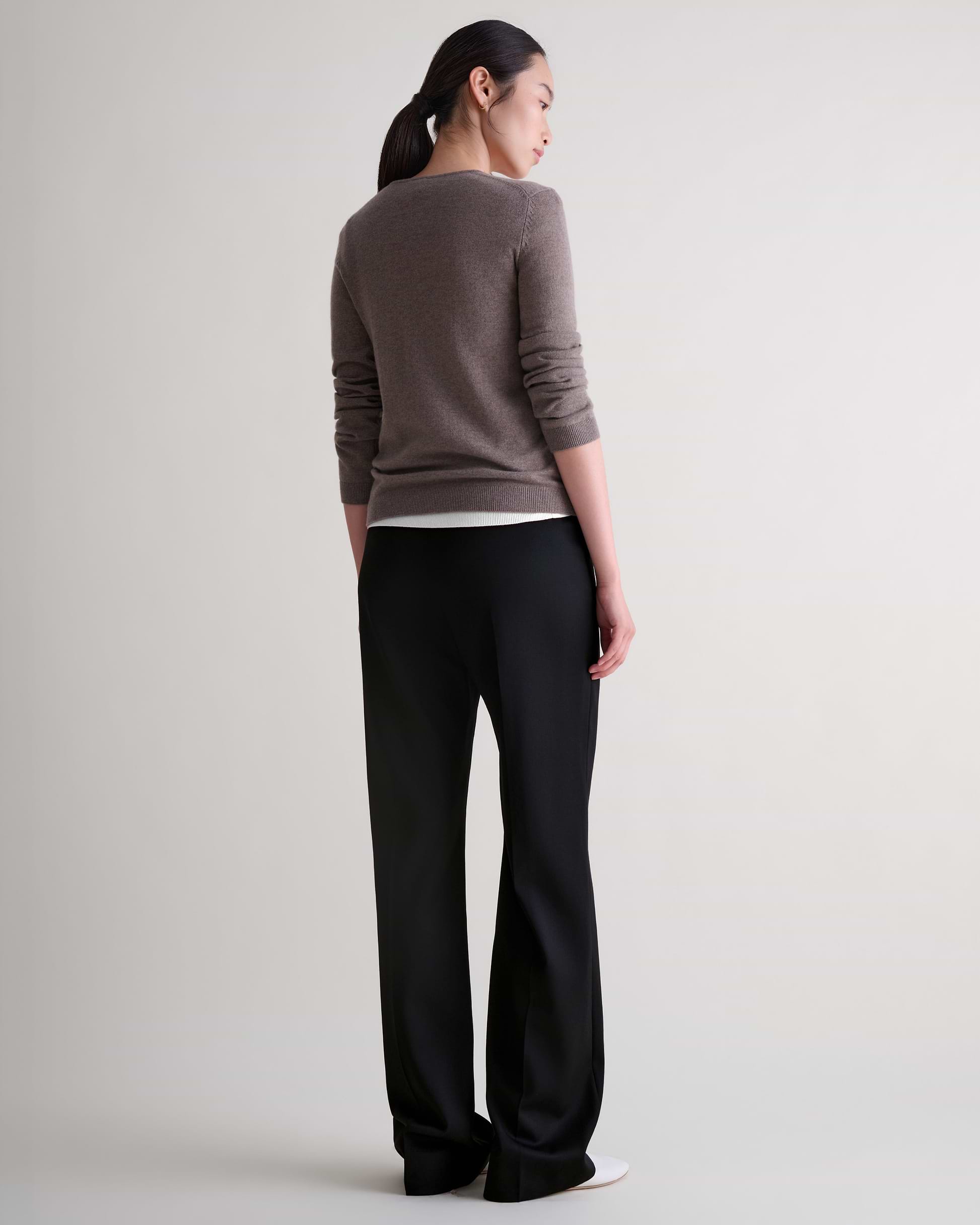 Women's Cashmere Merino Henley Jumper - Mole