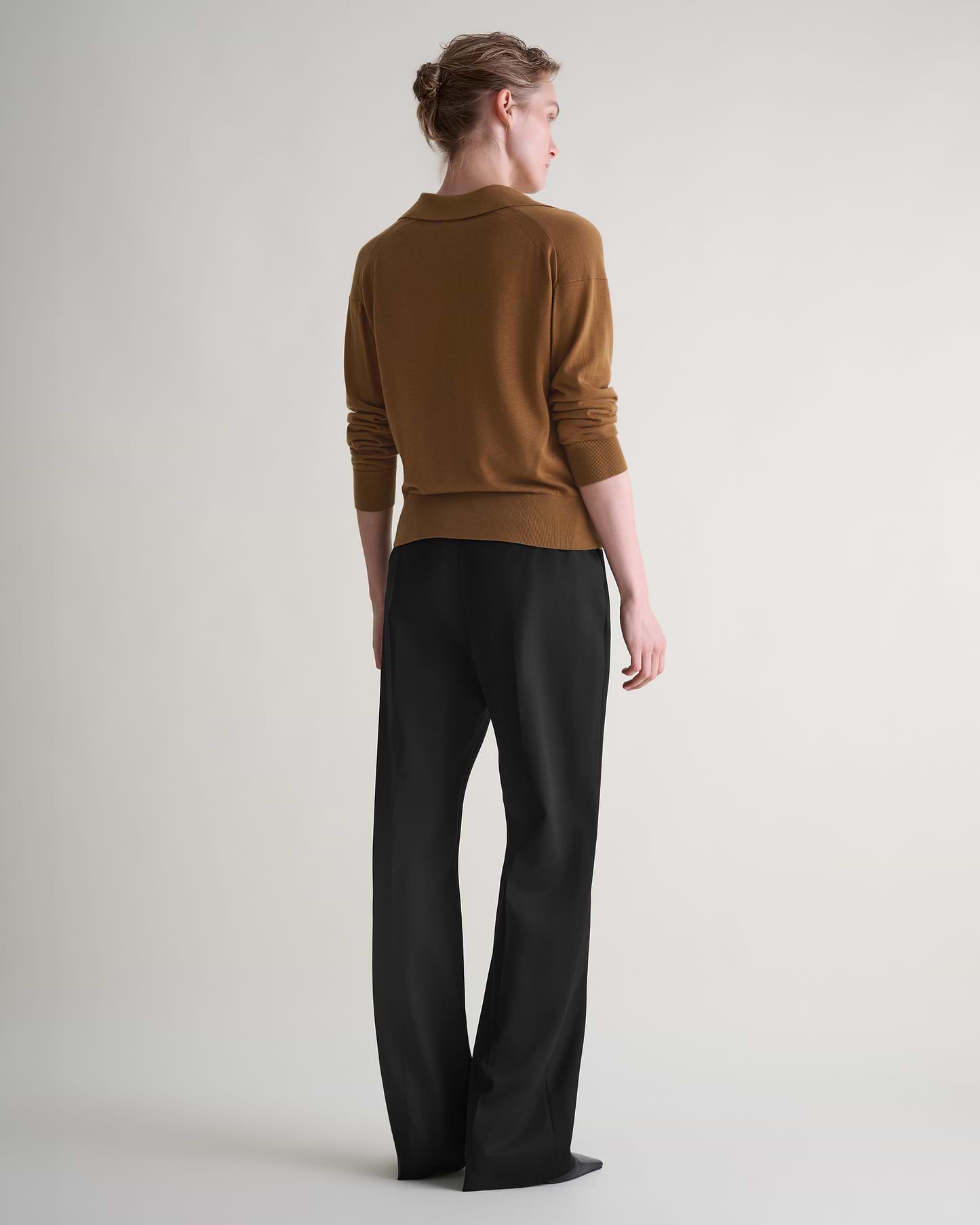 Women's TENCEL™ Cashmere Open Collar Polo - Deep Camel
