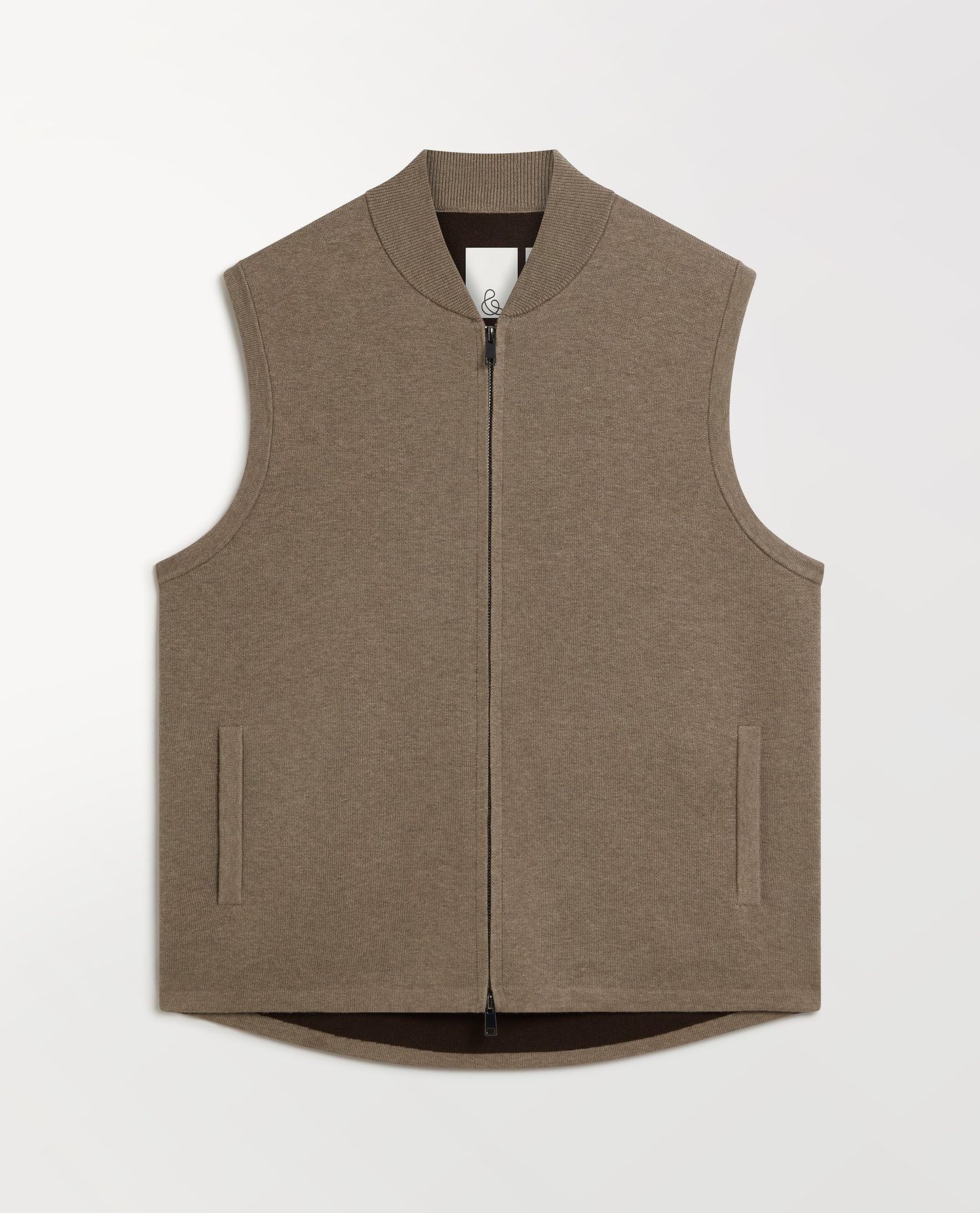 Men's Merino Cotton Zip Gilet - Mole/Walnut