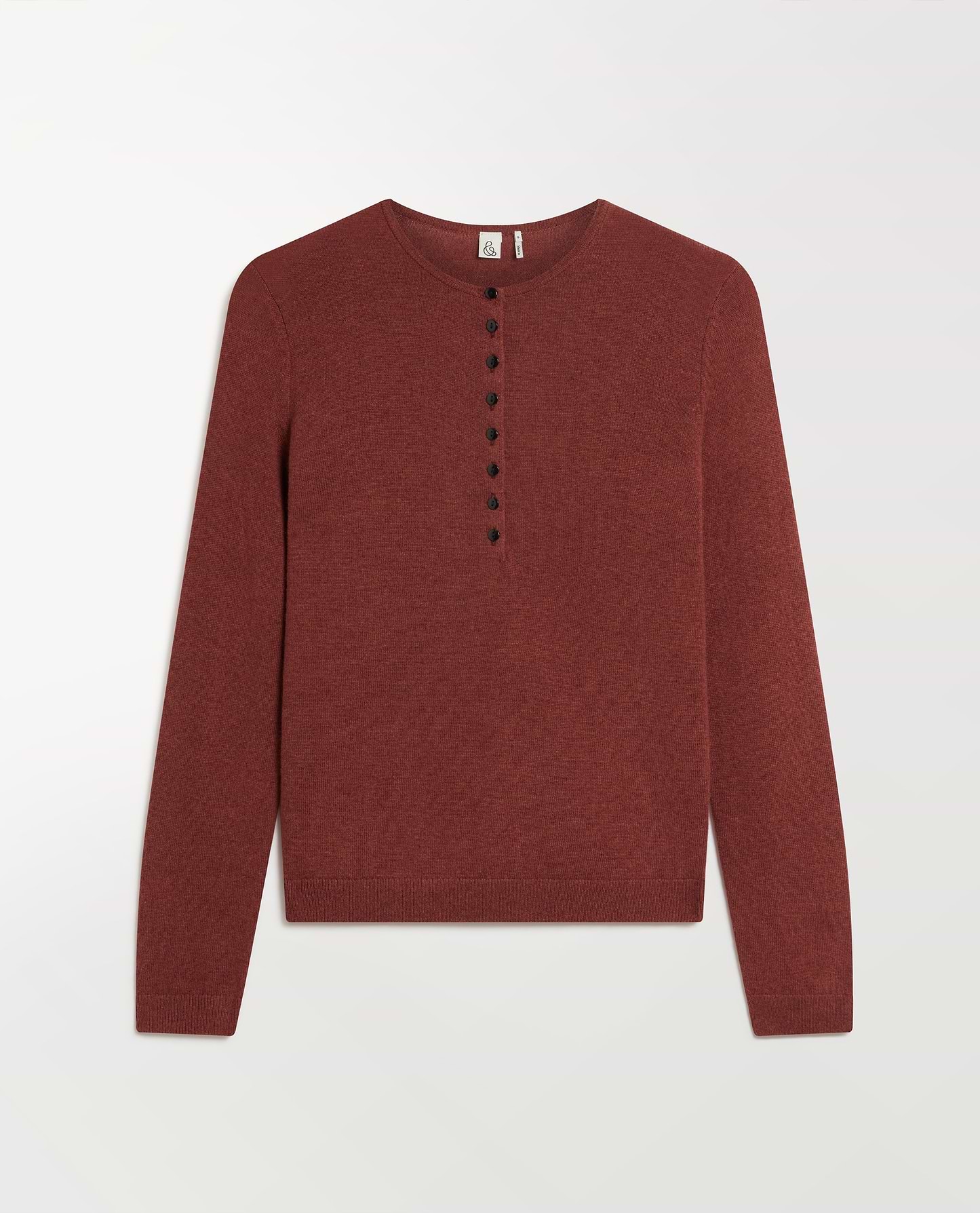 Women's Cashmere Merino Henley Jumper - Deep Clay