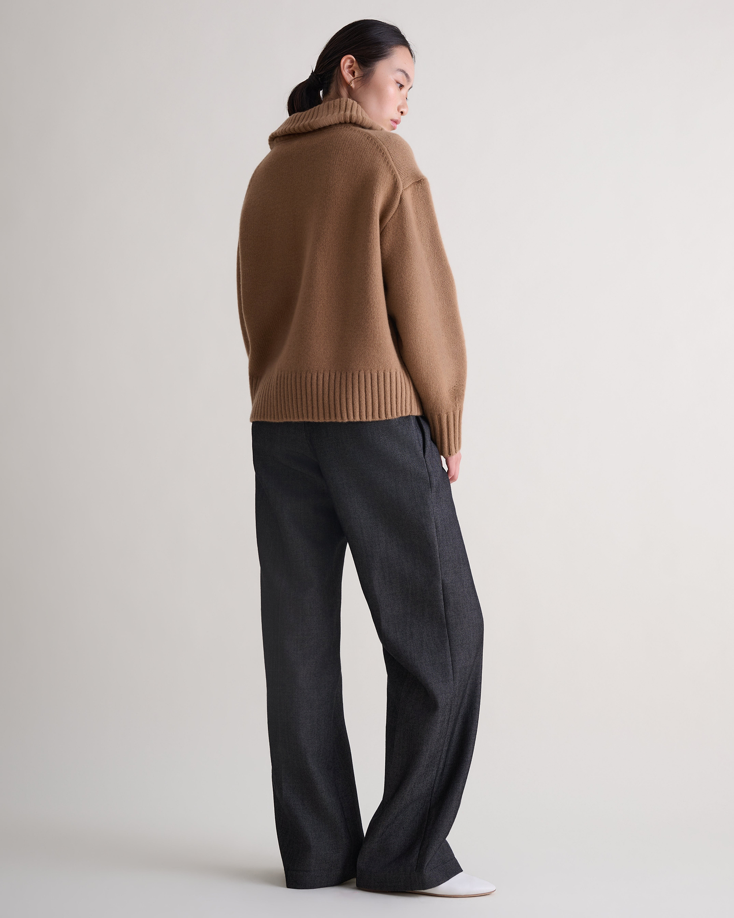 Women's Wool 1/4 Zip Jumper - Deep Camel