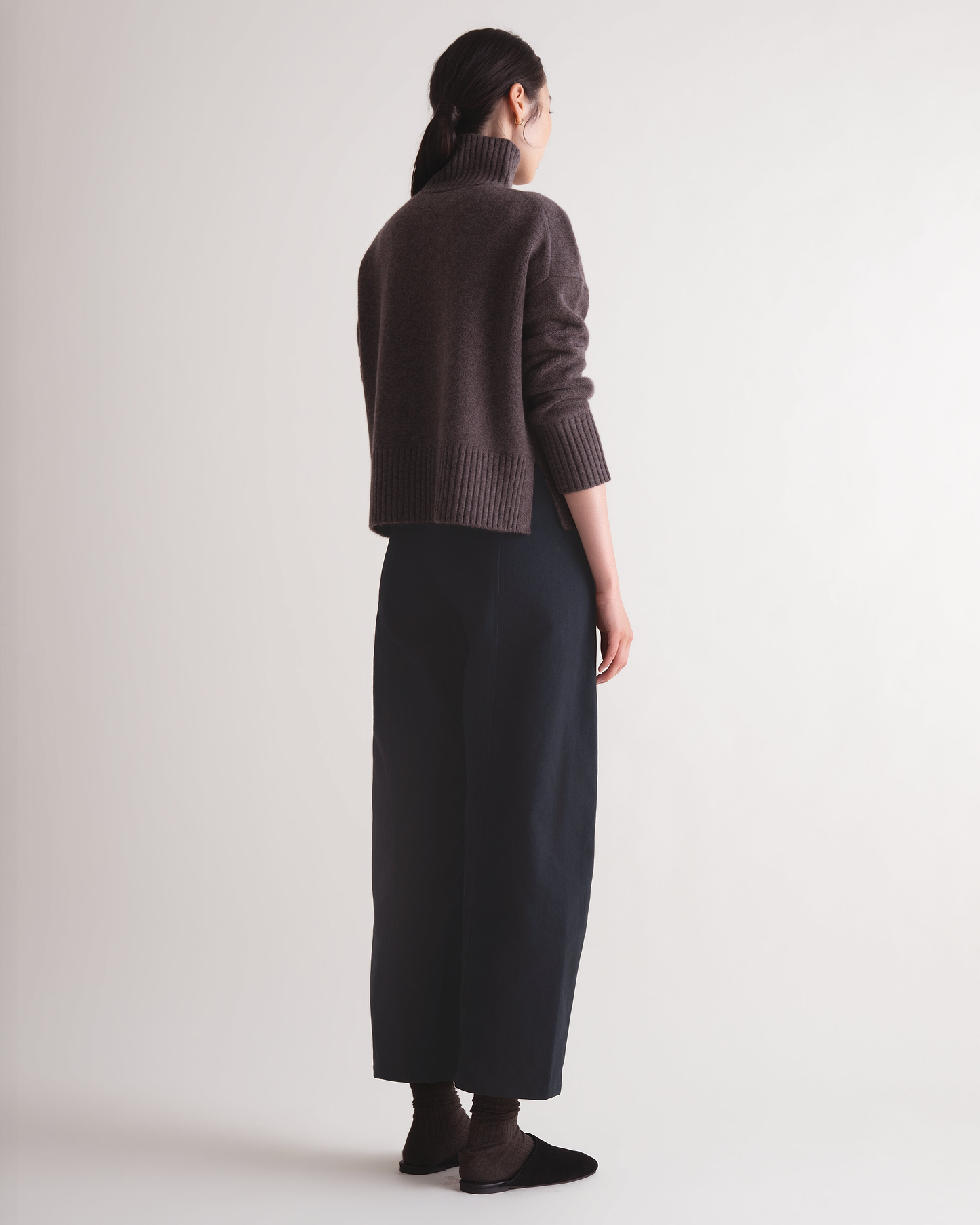Women's Wool High Neck Jumper - Chocolate