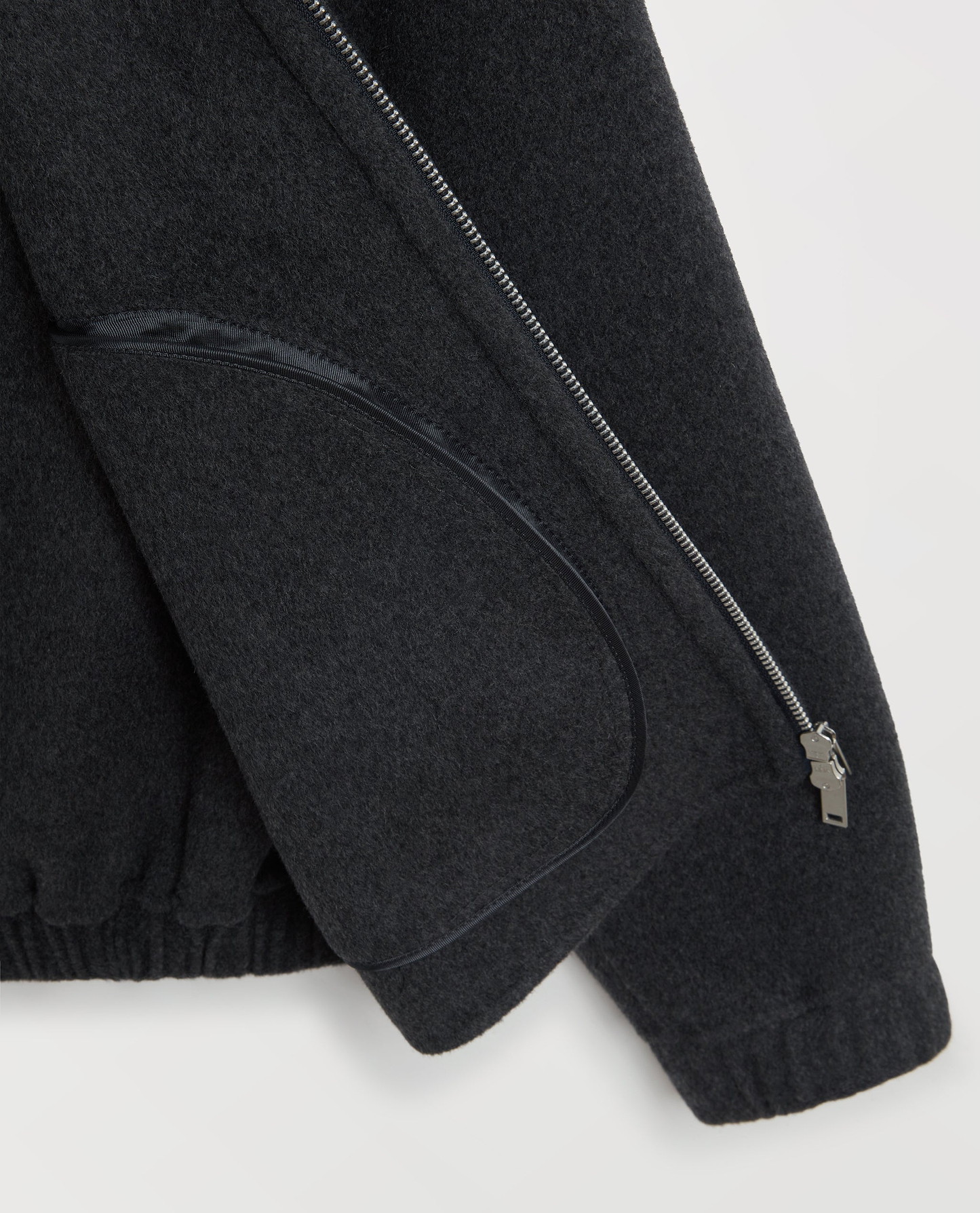 Men's Cashmere Wool Double Faced Bomber Jacket - Charcoal