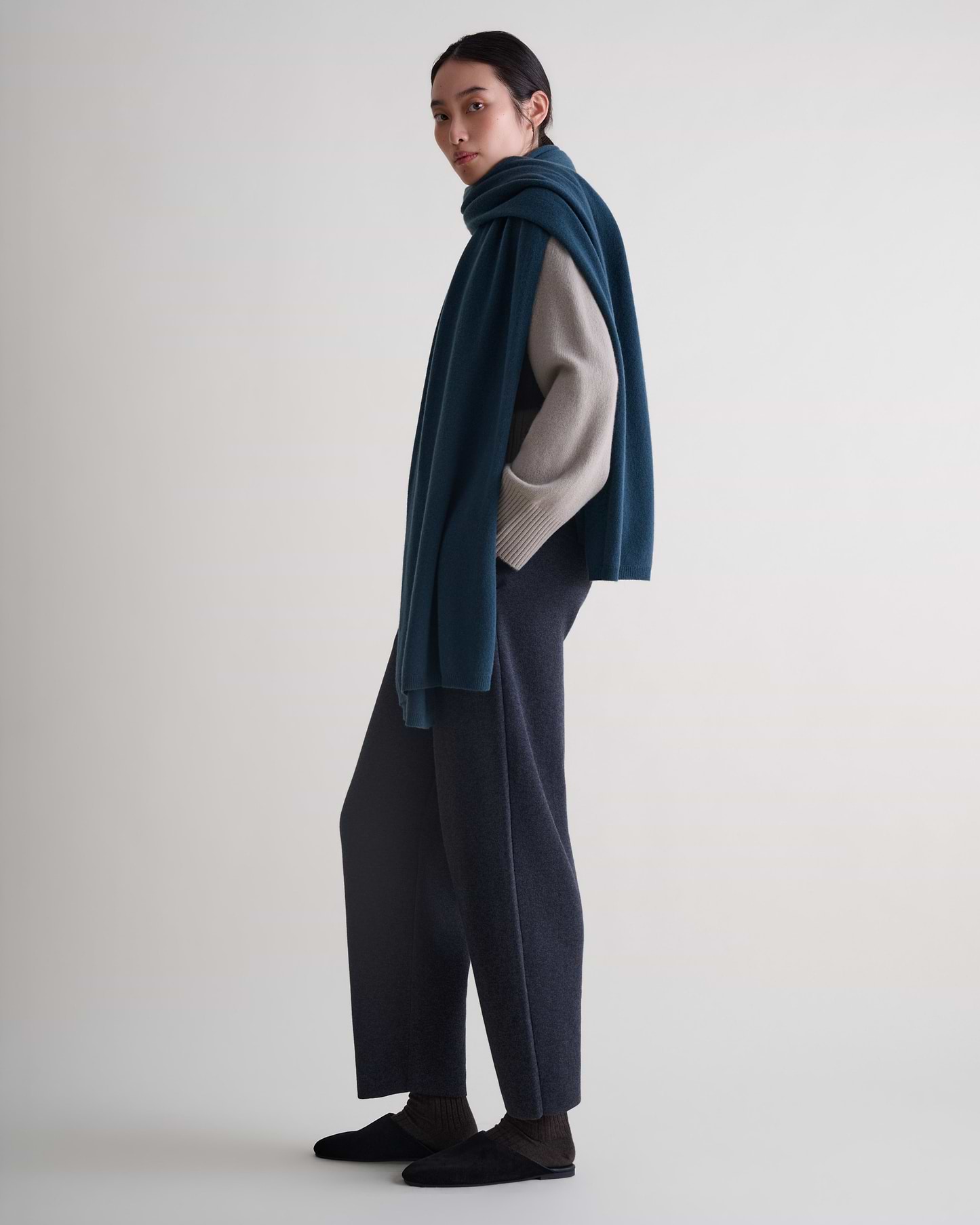 Oversized Finest Cashmere Wrap - Kelp
