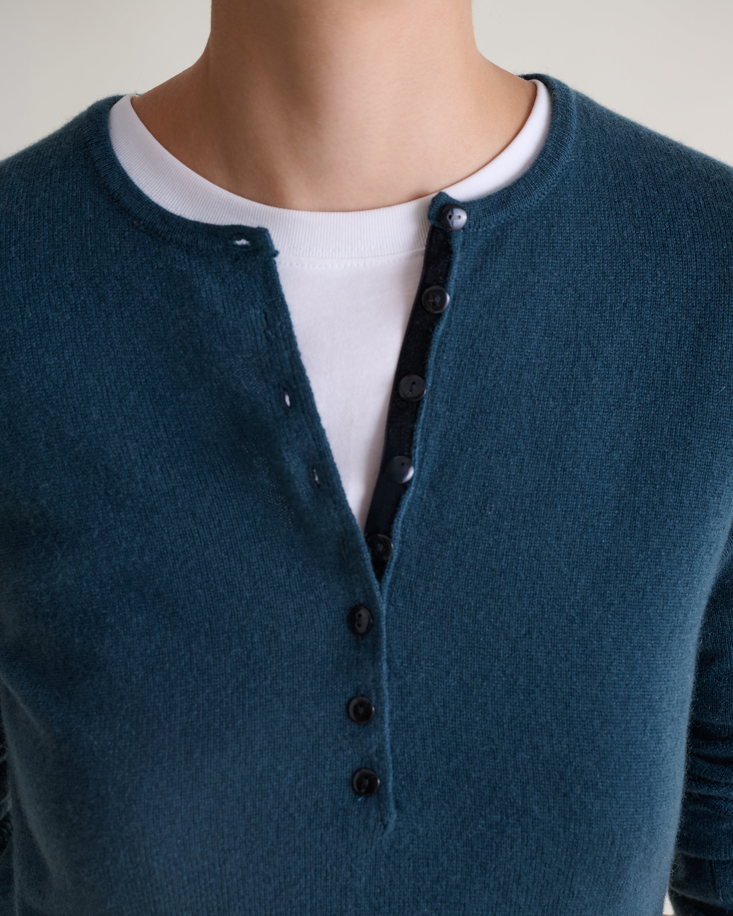 Women's Cashmere Merino Henley Jumper - Kelp