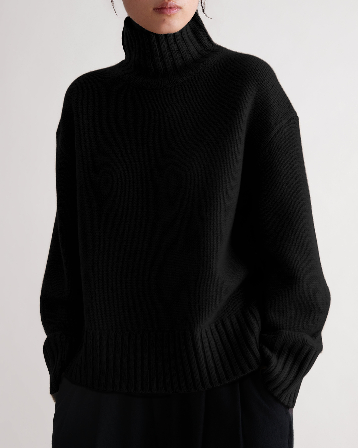 Women's Finest Cashmere High Neck Jumper - Black