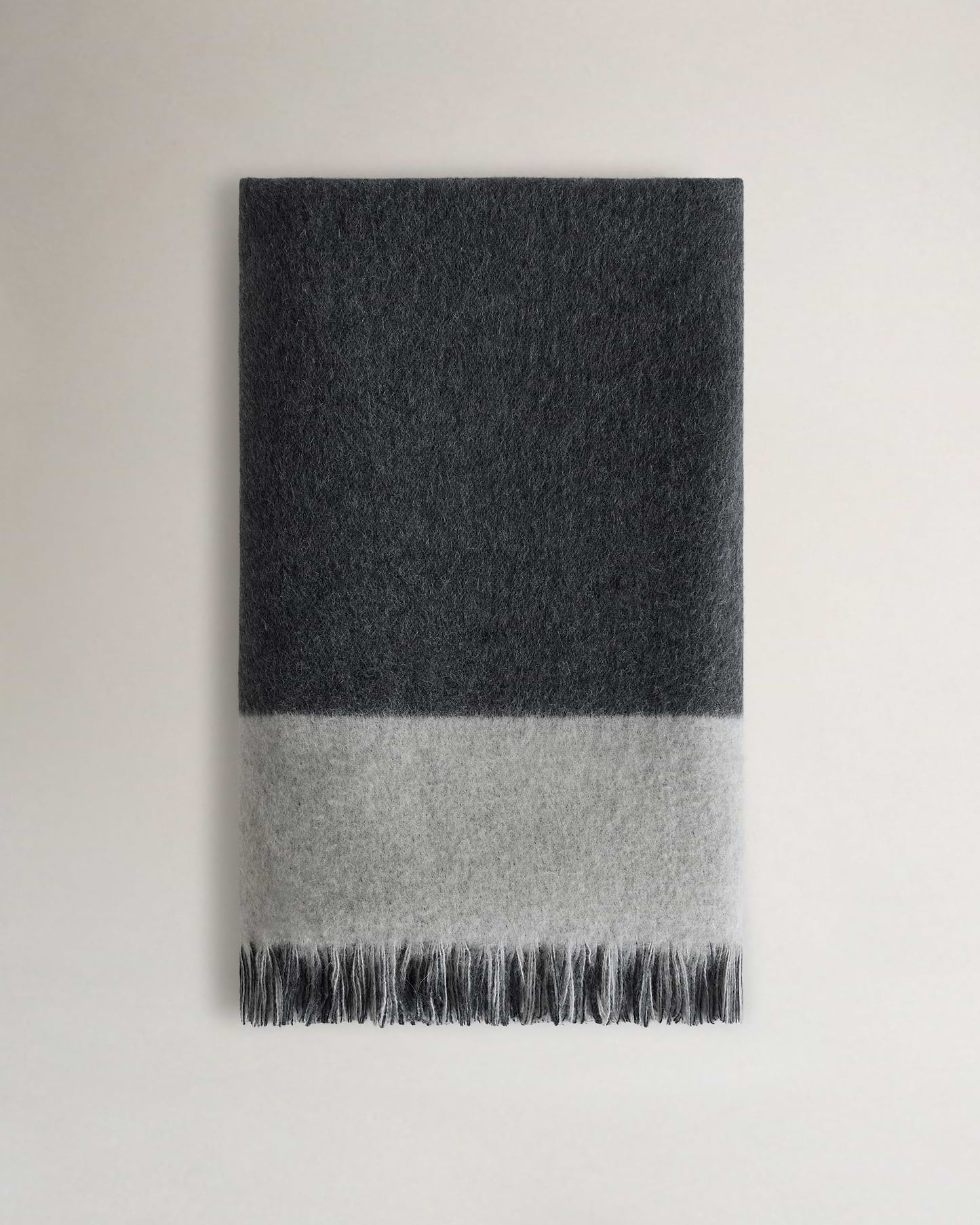 Image 3 of 4 showing Large Peruvian Alpaca Double Faced Throw - Ecru Graphite