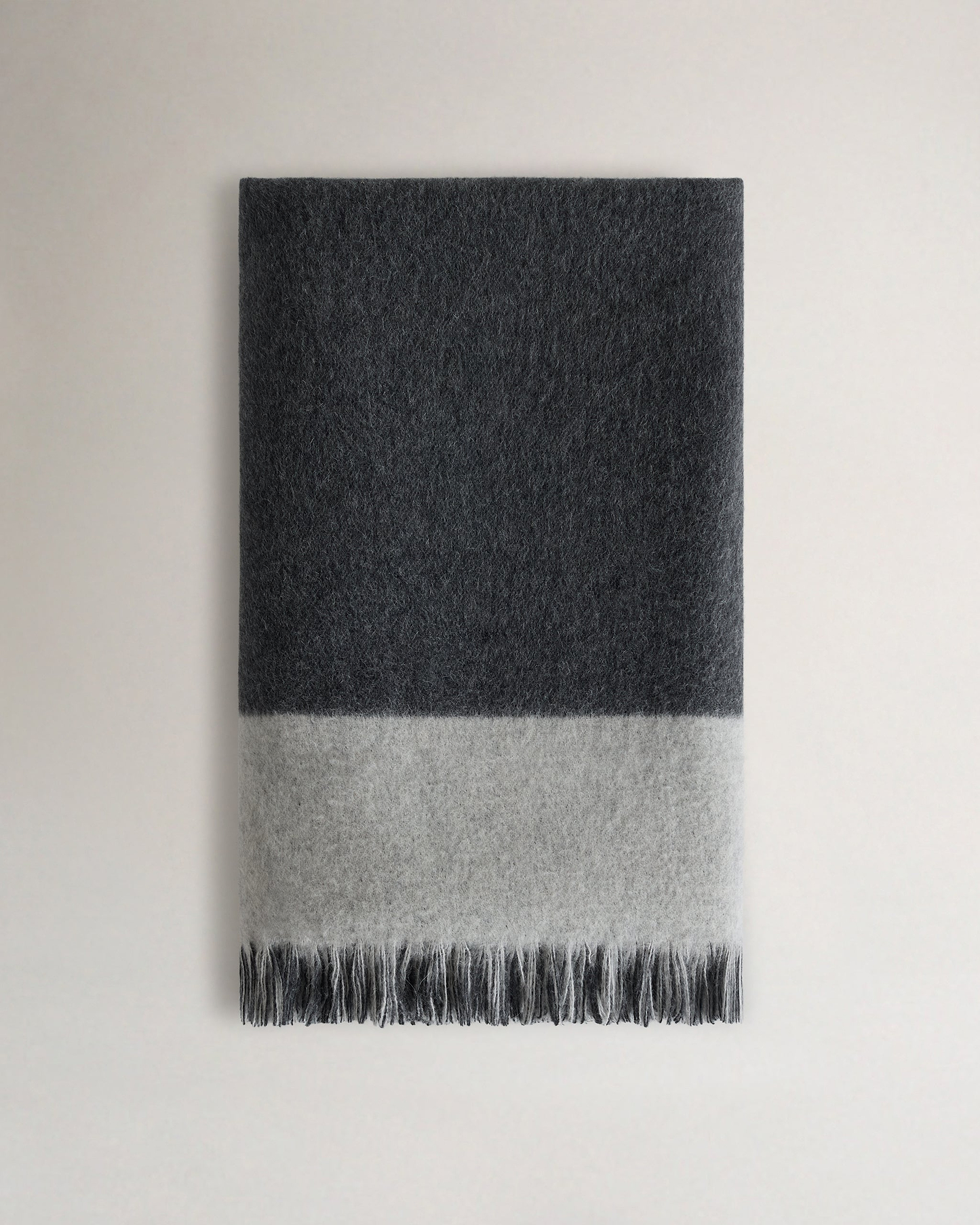 Image 3 of 4 showing Large Peruvian Alpaca Double Faced Throw - Ecru Graphite