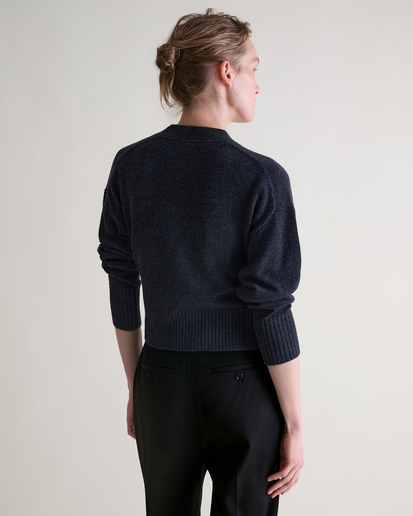 Women's Cashmere Merino Wrap Jumper - Charcoal