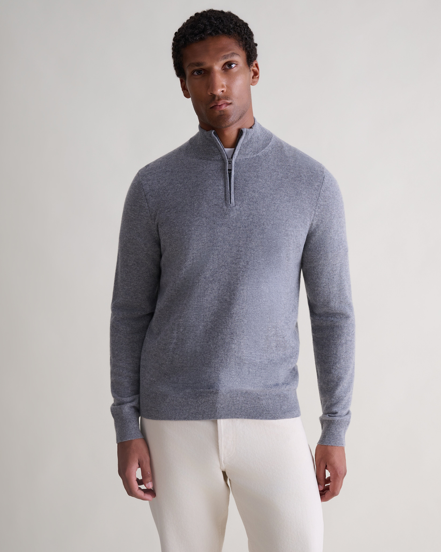 Men's Finest Cashmere 1/4 Zip Jumper - Mid Grey