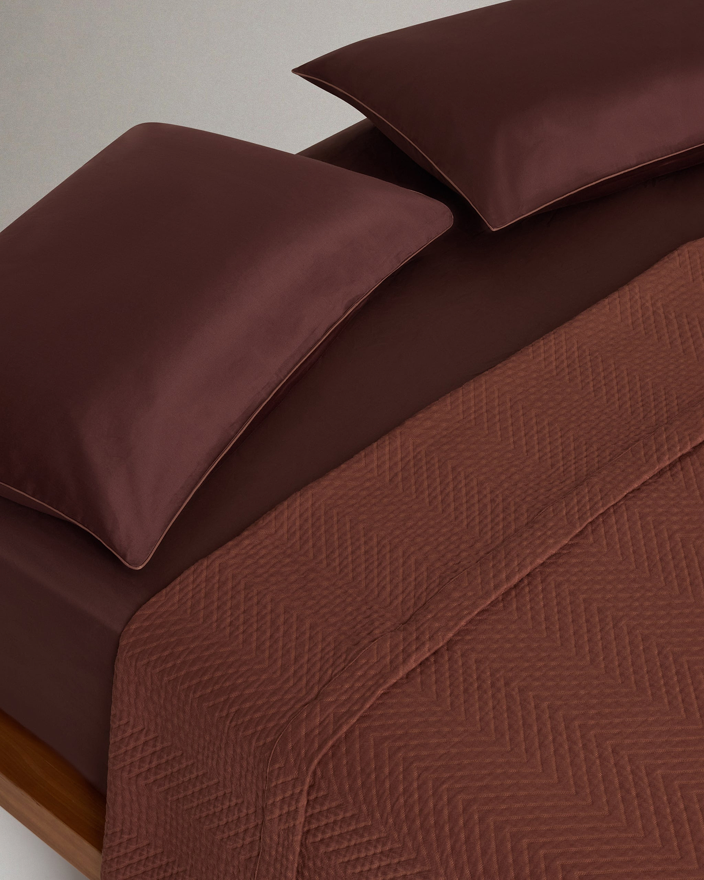Image 3 of 5 showing Organic Cotton Herringbone Bedspread - Cinnamon