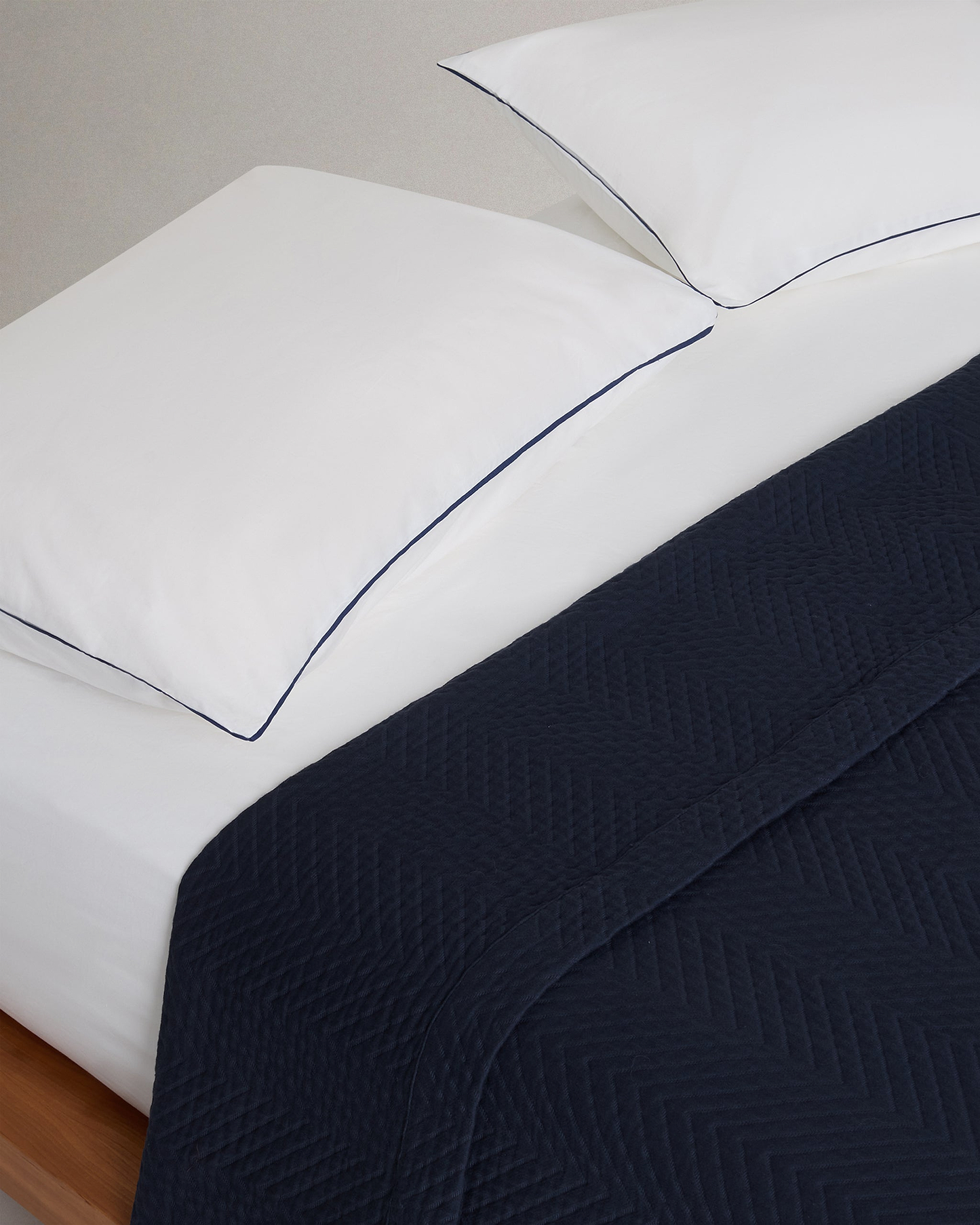 Image 3 of 5 showing Organic Cotton Herringbone Bedspread - Indigo
