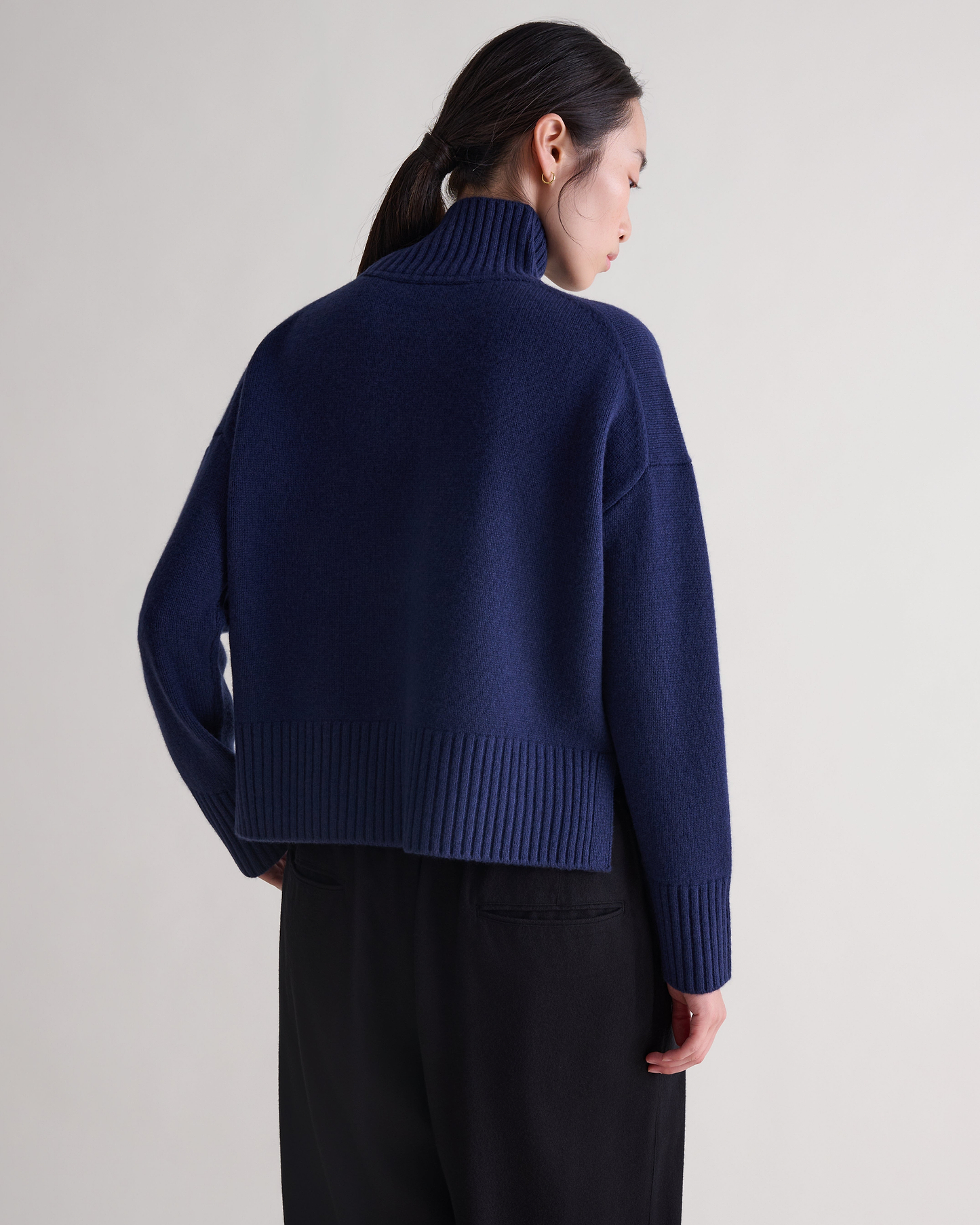 Women's Wool High Neck Jumper - Mood Indigo