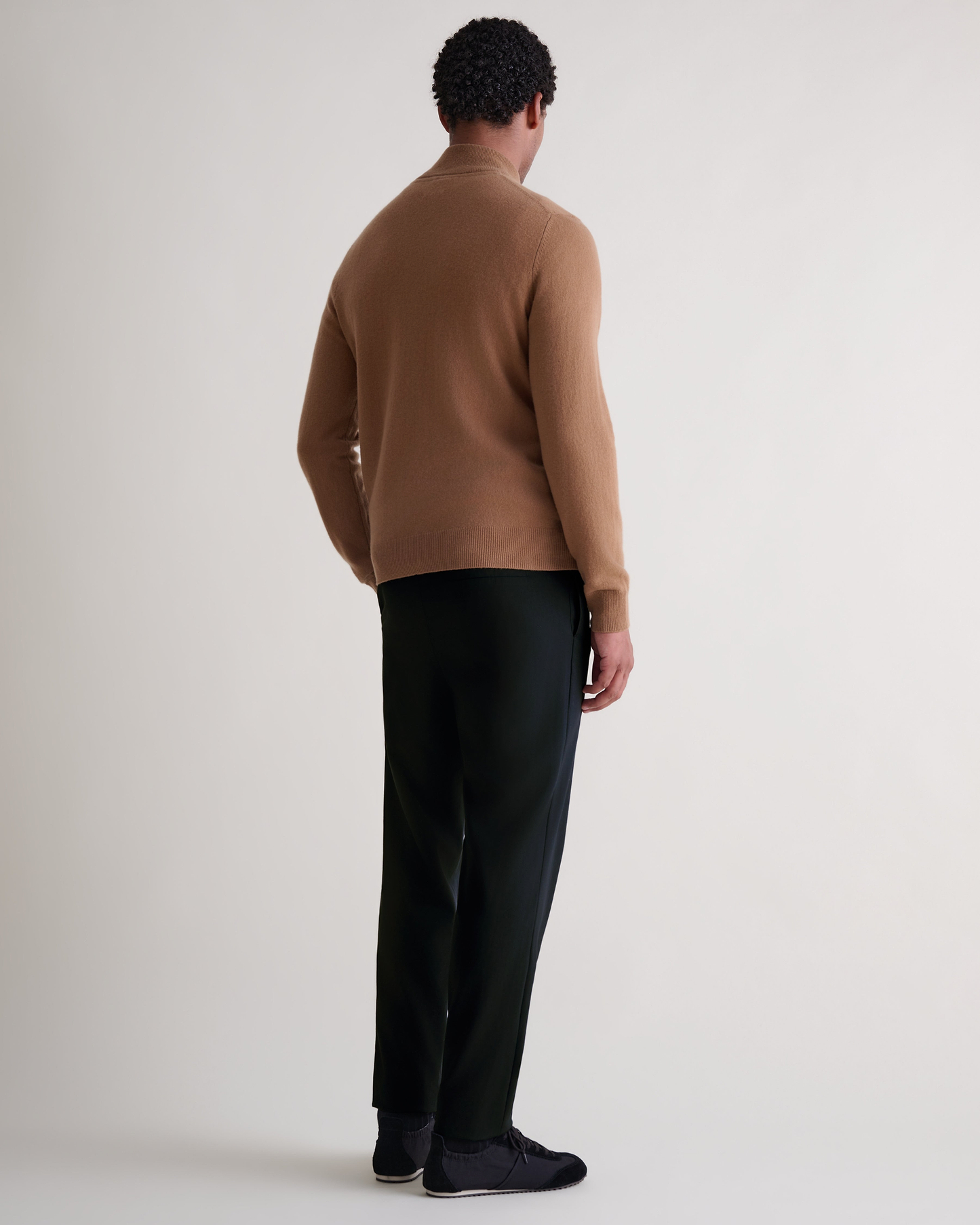 Men's Finest Cashmere 1/4 Zip Jumper - Deep Camel