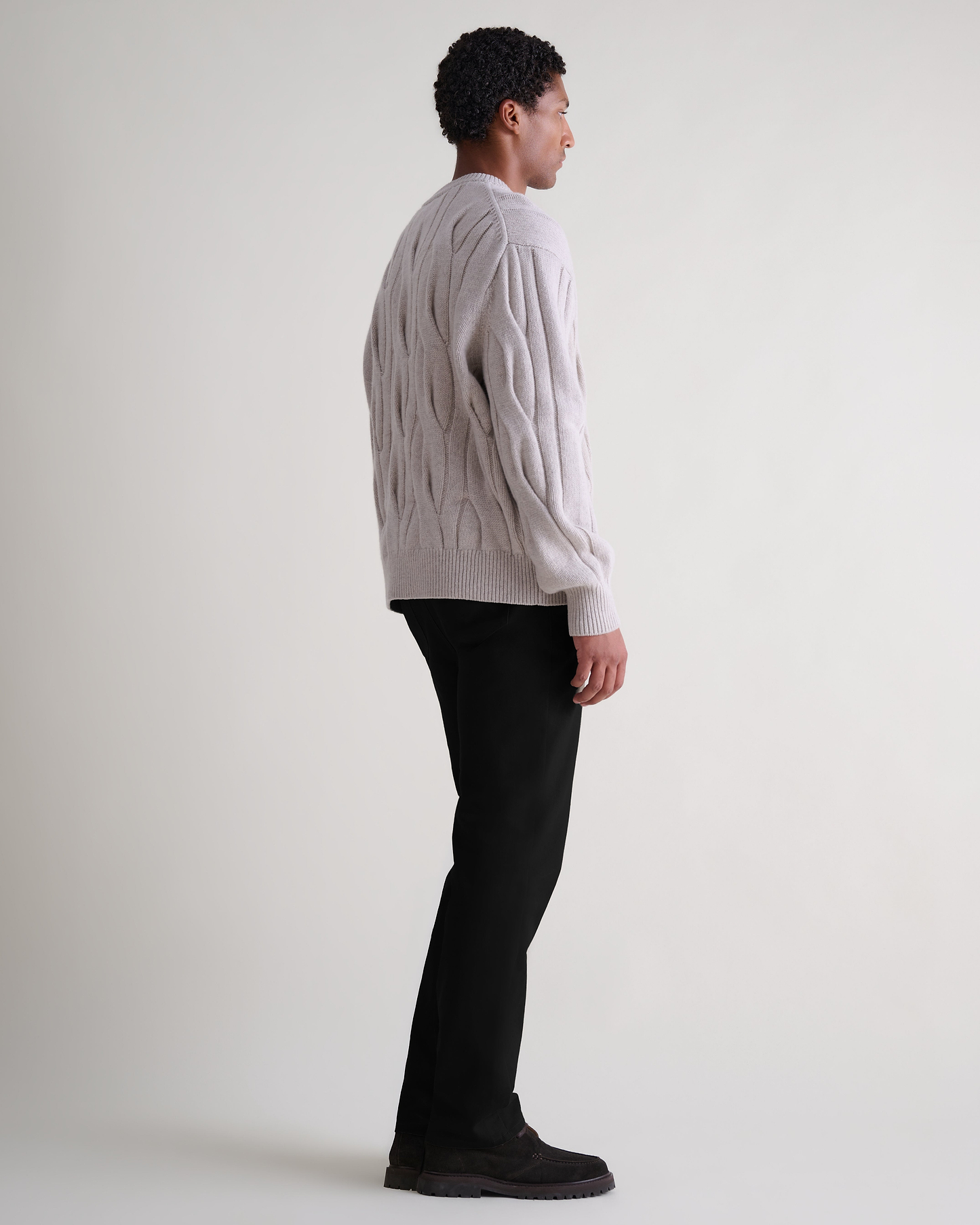 Lambswool Cable Knit Crew Neck Jumper - Bone