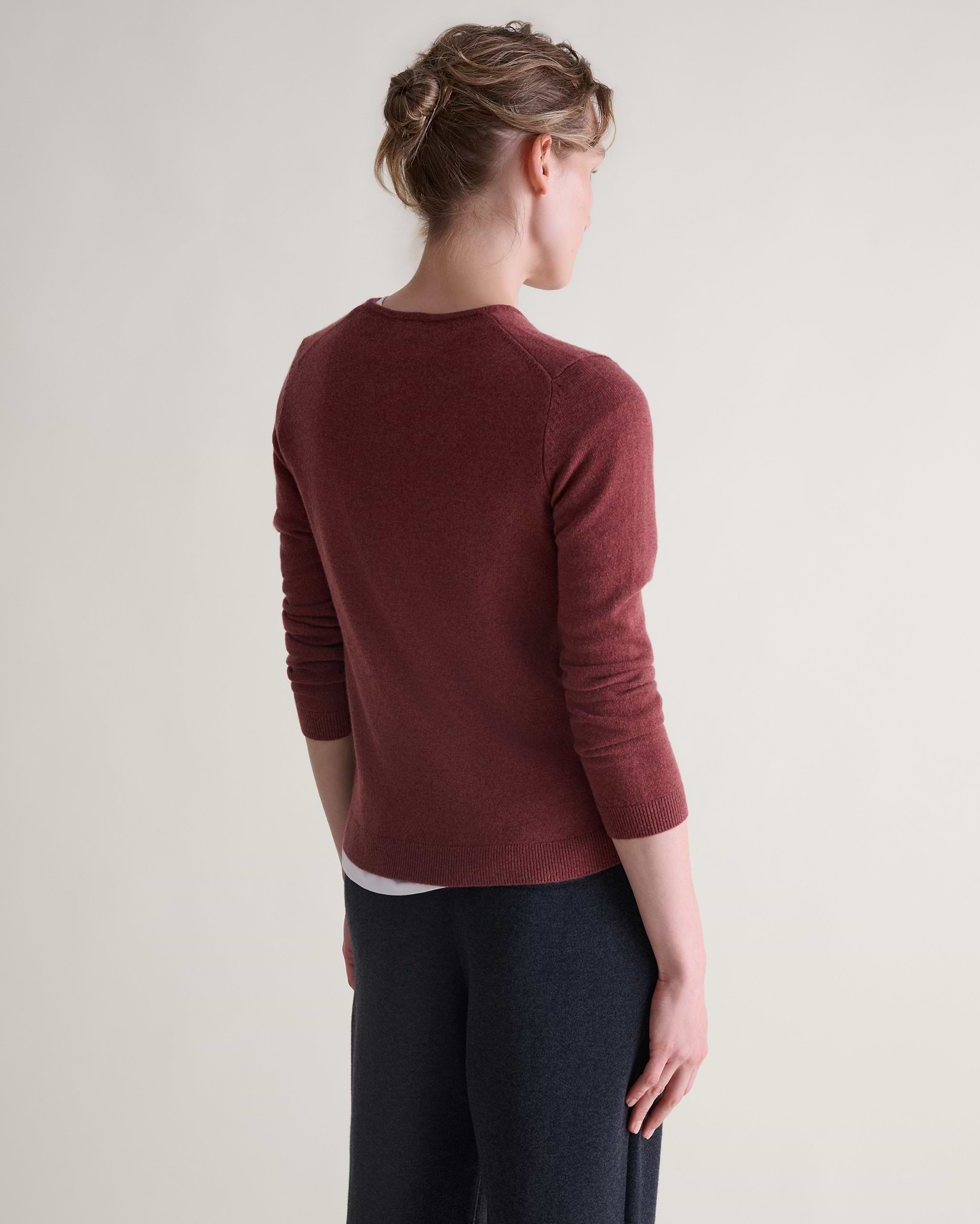 Women's Cashmere Merino Henley Jumper - Deep Clay