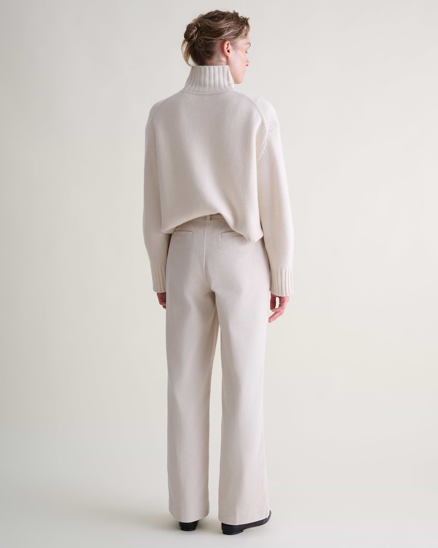 Women's Corduroy Wide Leg Trouser - Bone