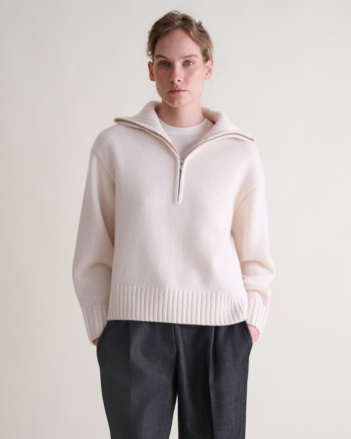 Women's Wool 1/4 Zip Jumper - Buttermilk