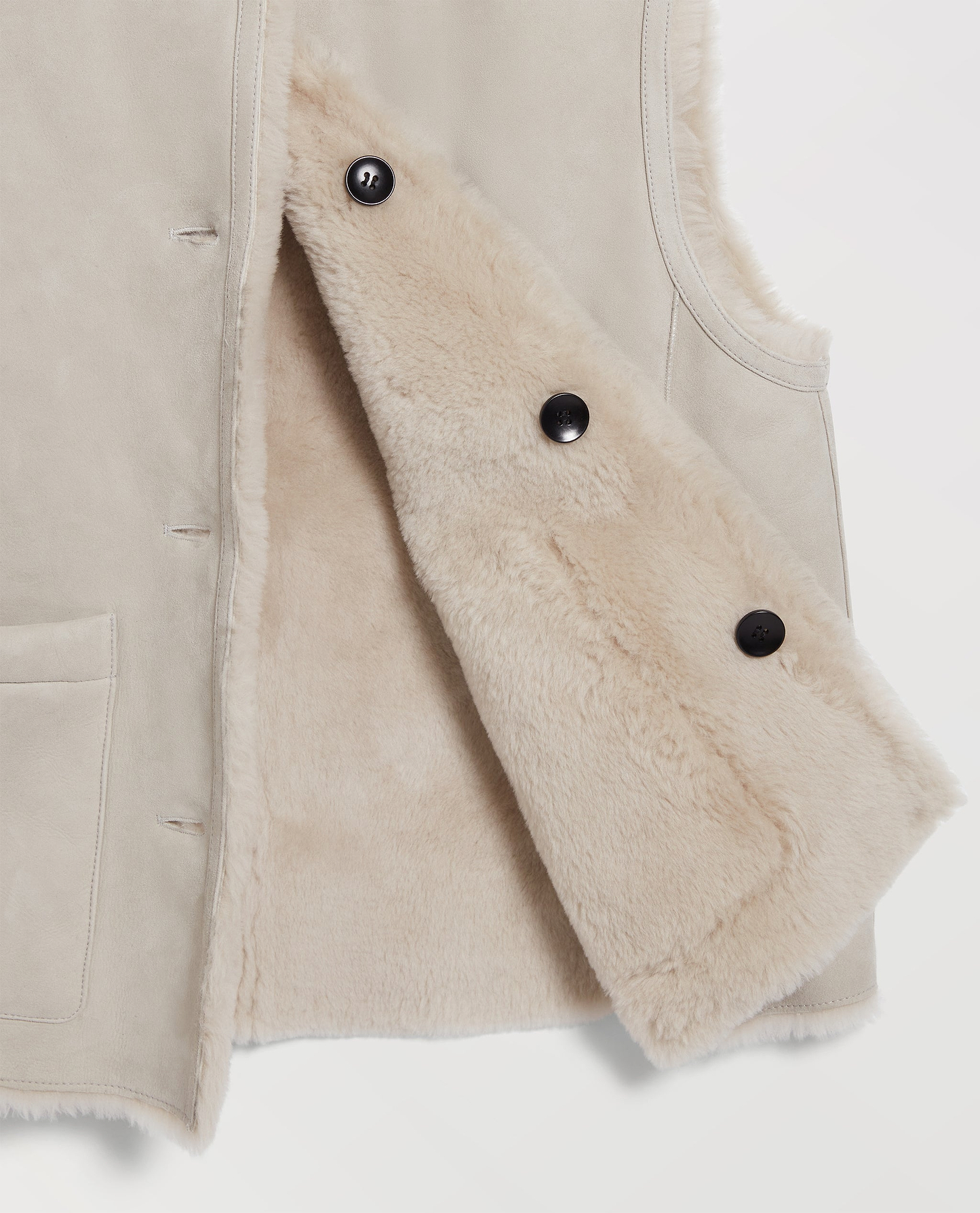 Women's Reversible Shearling Buttoned Gilet - Bone