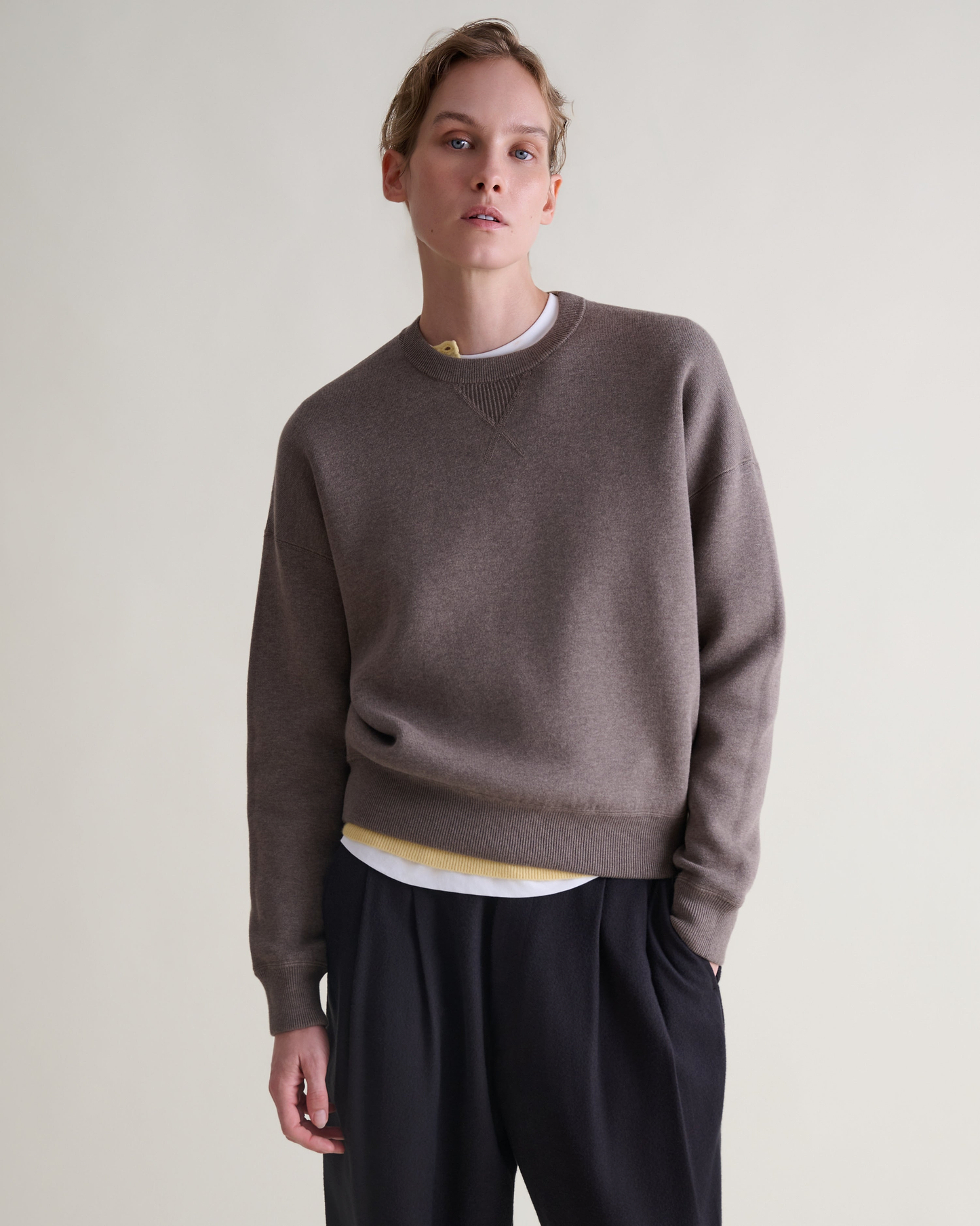 Women's Merino Cotton Reversible Sweatshirt - Mole/Walnut