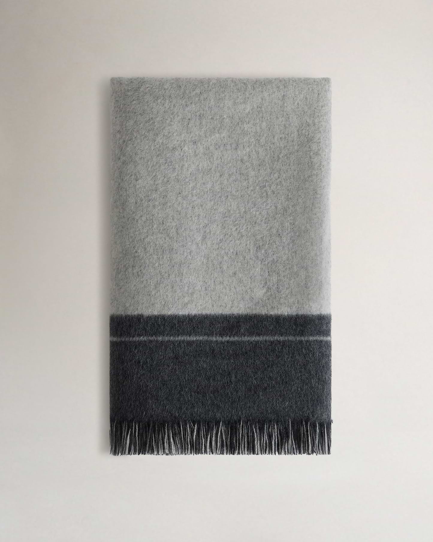 Image 4 of 4 showing Large Peruvian Alpaca Double Faced Throw - Ecru Graphite