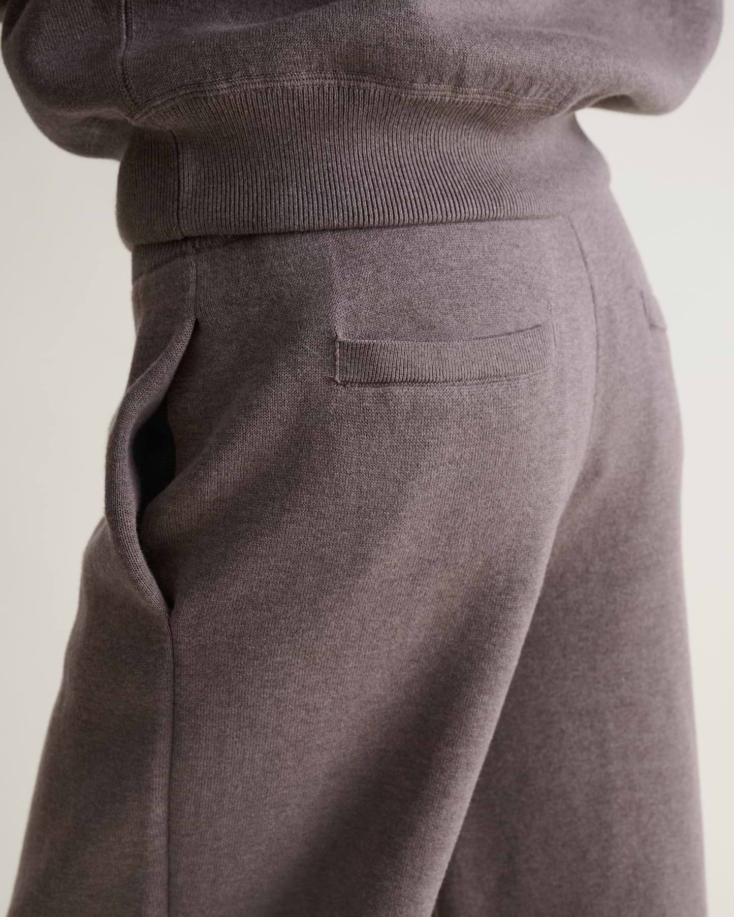 Women's Merino Cotton Tapered Knit Trouser - Mole/Walnut