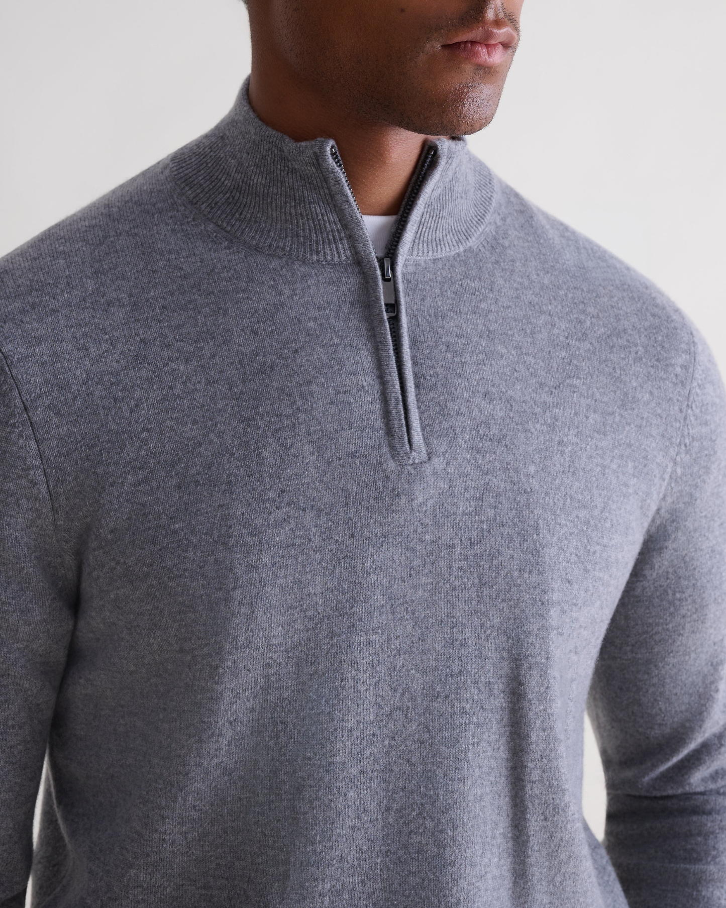 Men's Finest Cashmere 1/4 Zip Jumper - Mid Grey