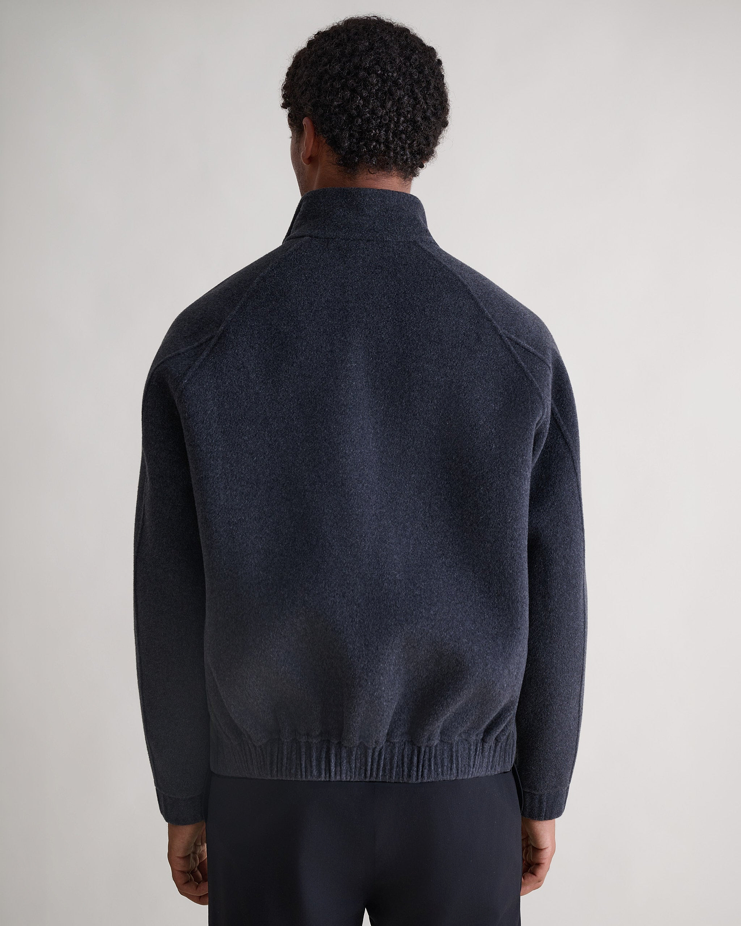 Men's Cashmere Wool Double Faced Bomber Jacket - Charcoal