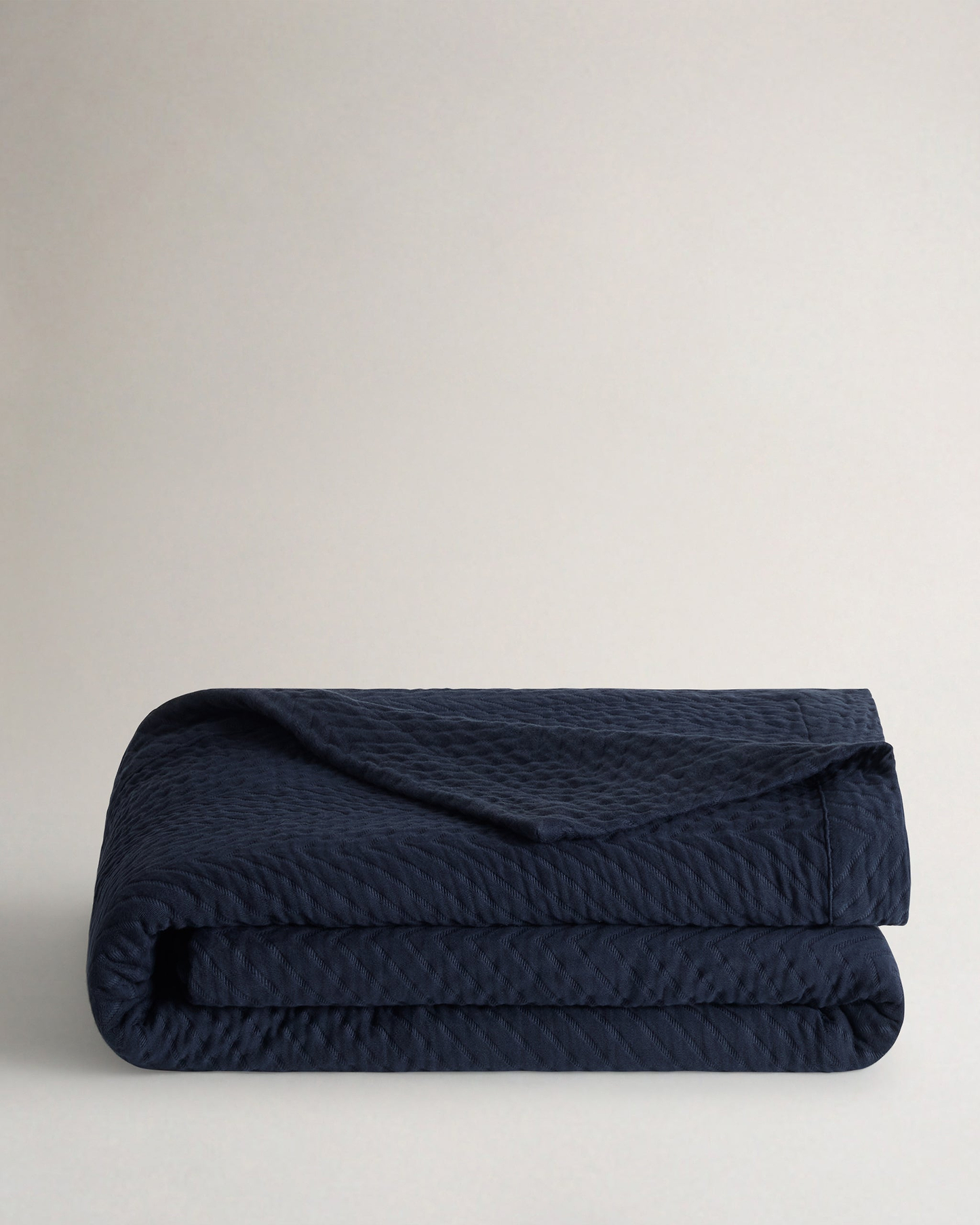 Image 4 of 5 showing Organic Cotton Herringbone Bedspread - Indigo