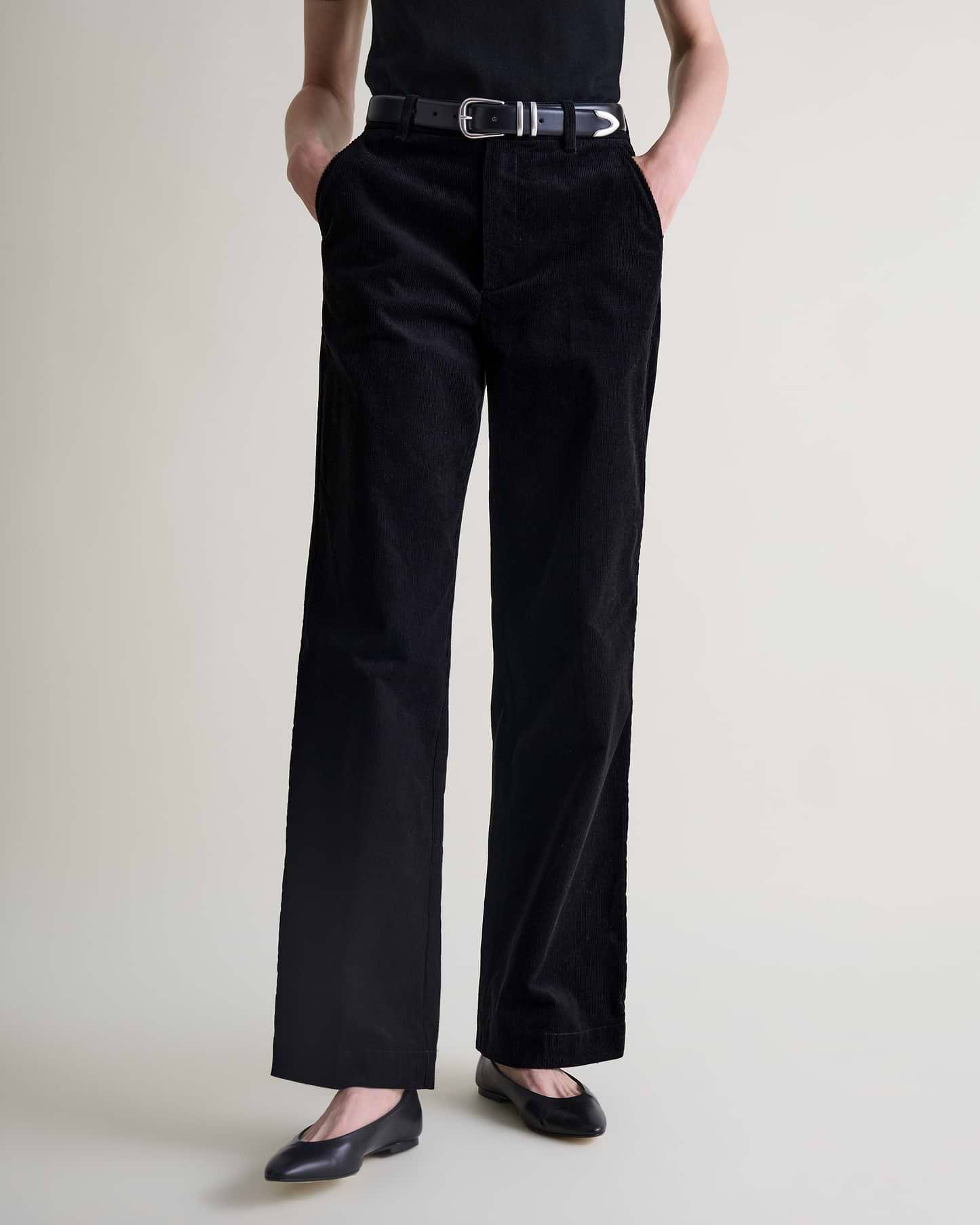 Women's Corduroy Wide Leg Trouser - Black