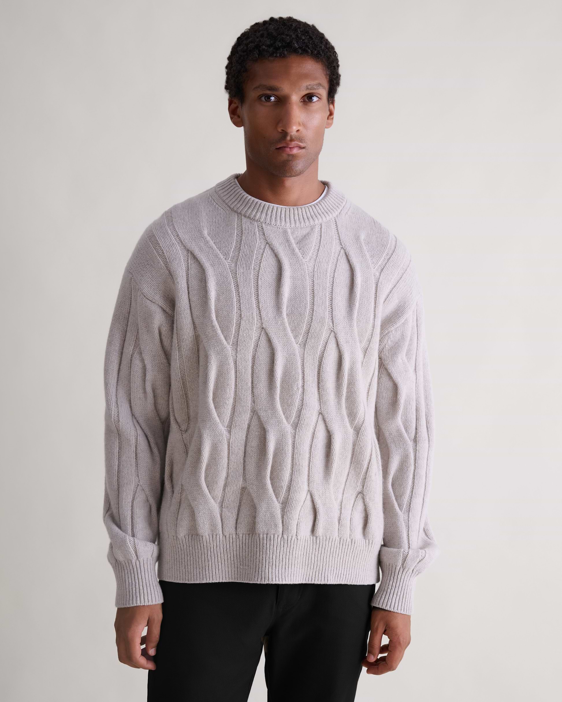 Lambswool Cable Knit Crew Neck Jumper