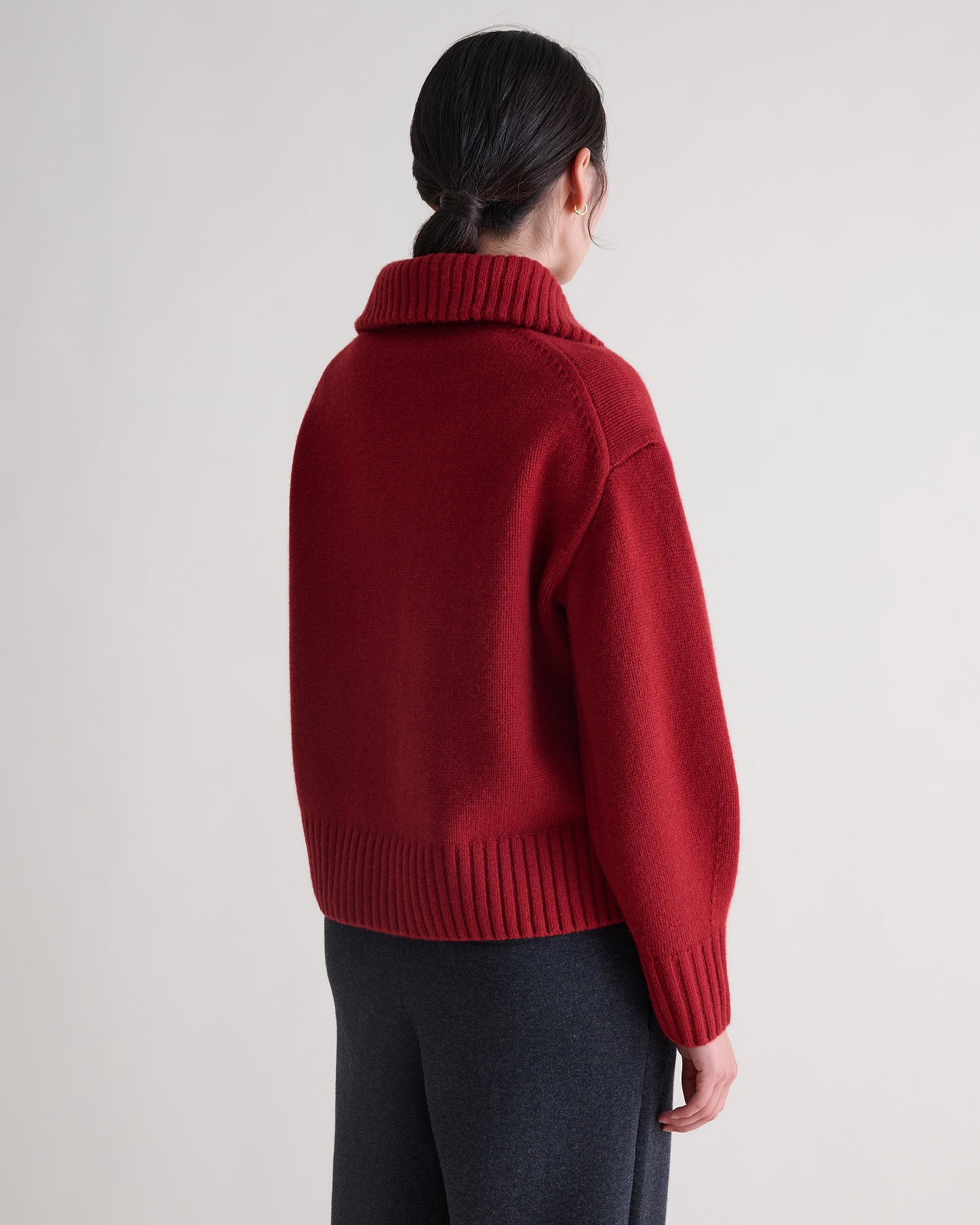 Women's Wool 1/4 Zip Jumper - Russet