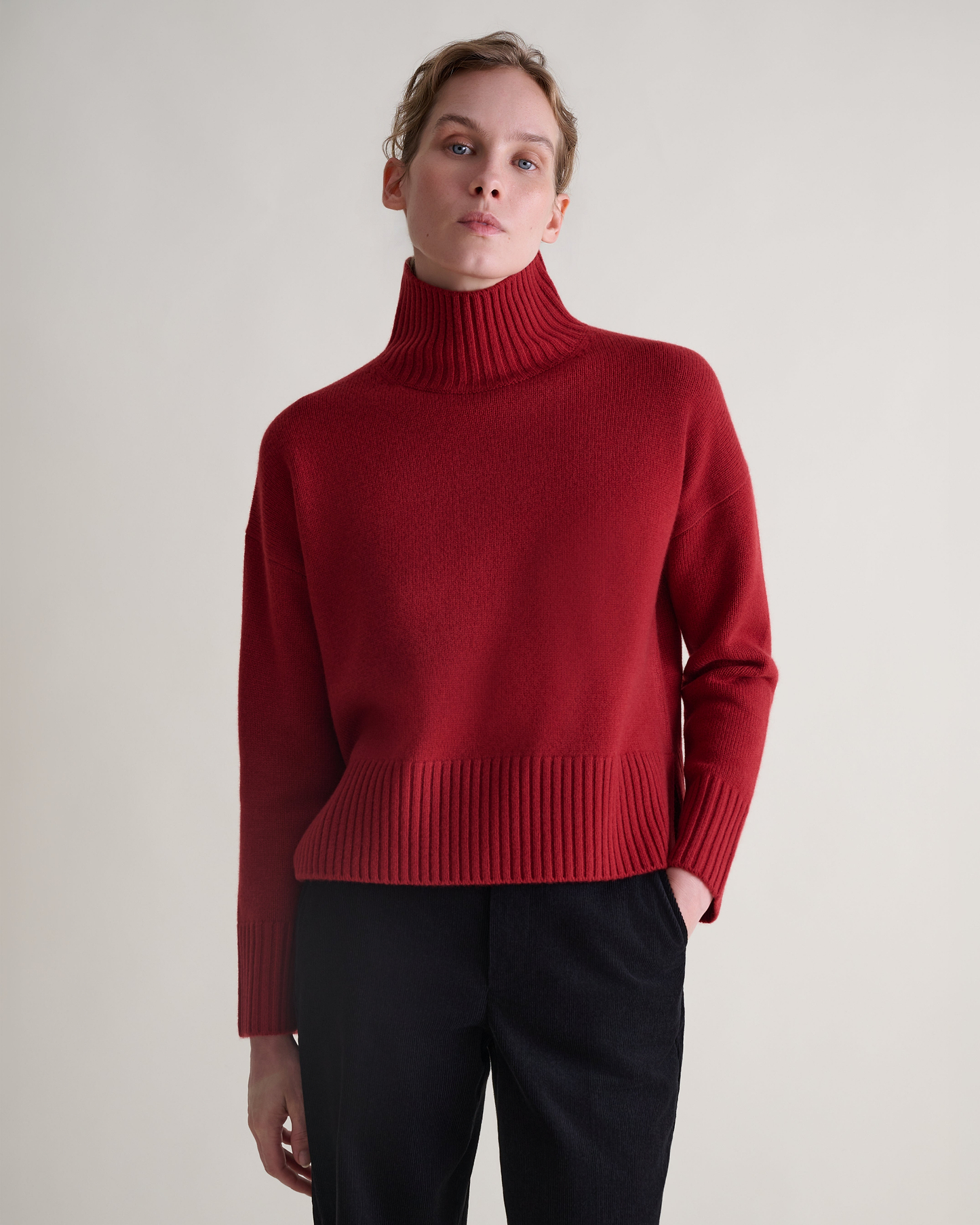 Women's Wool High Neck Jumper - Russet