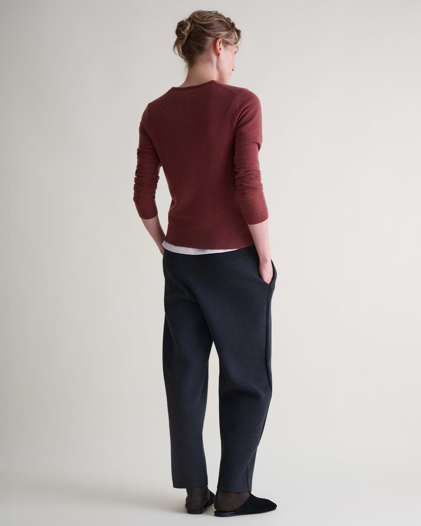 Women's Cashmere Merino Henley Jumper - Deep Clay