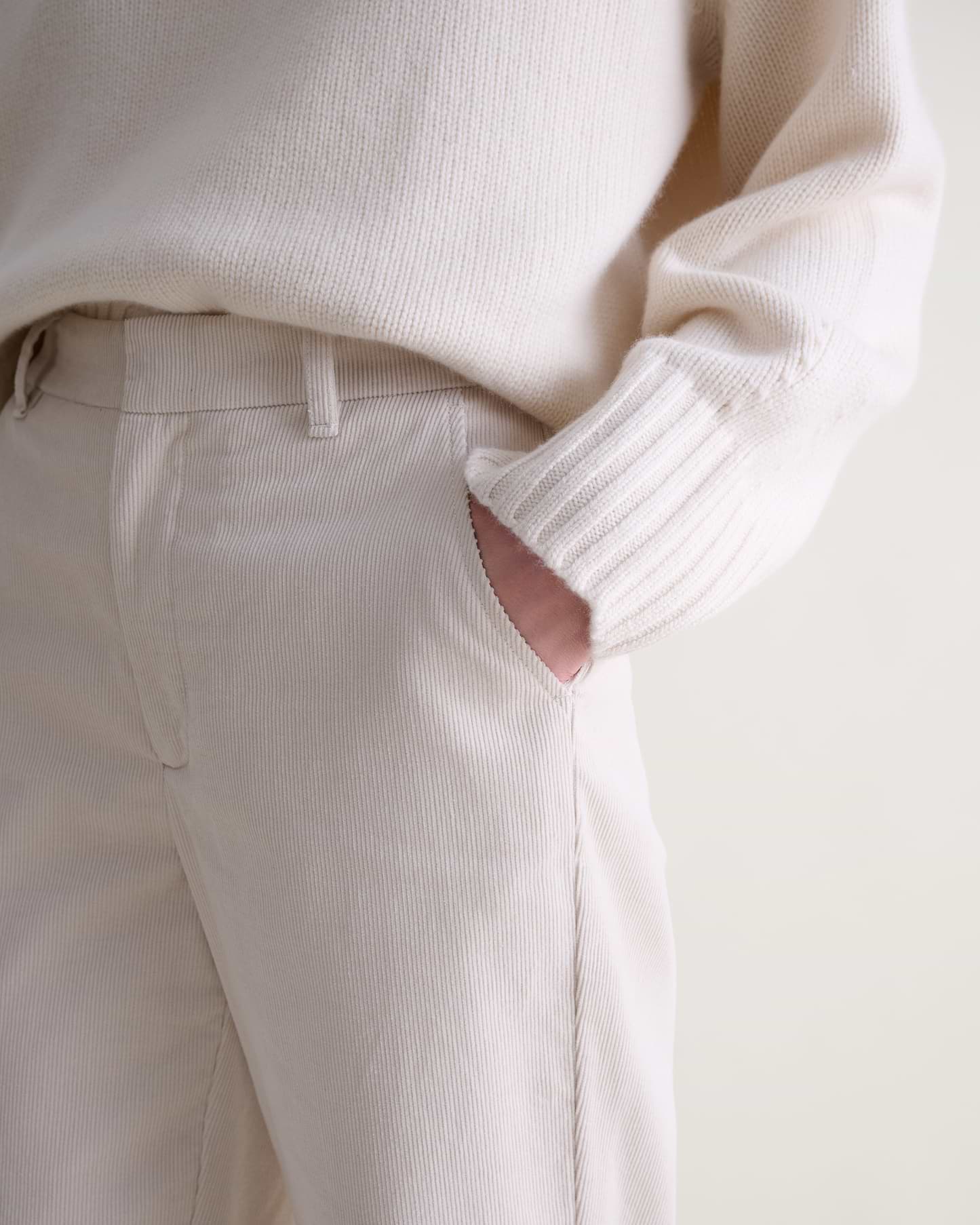Women's Corduroy Wide Leg Trouser - Bone