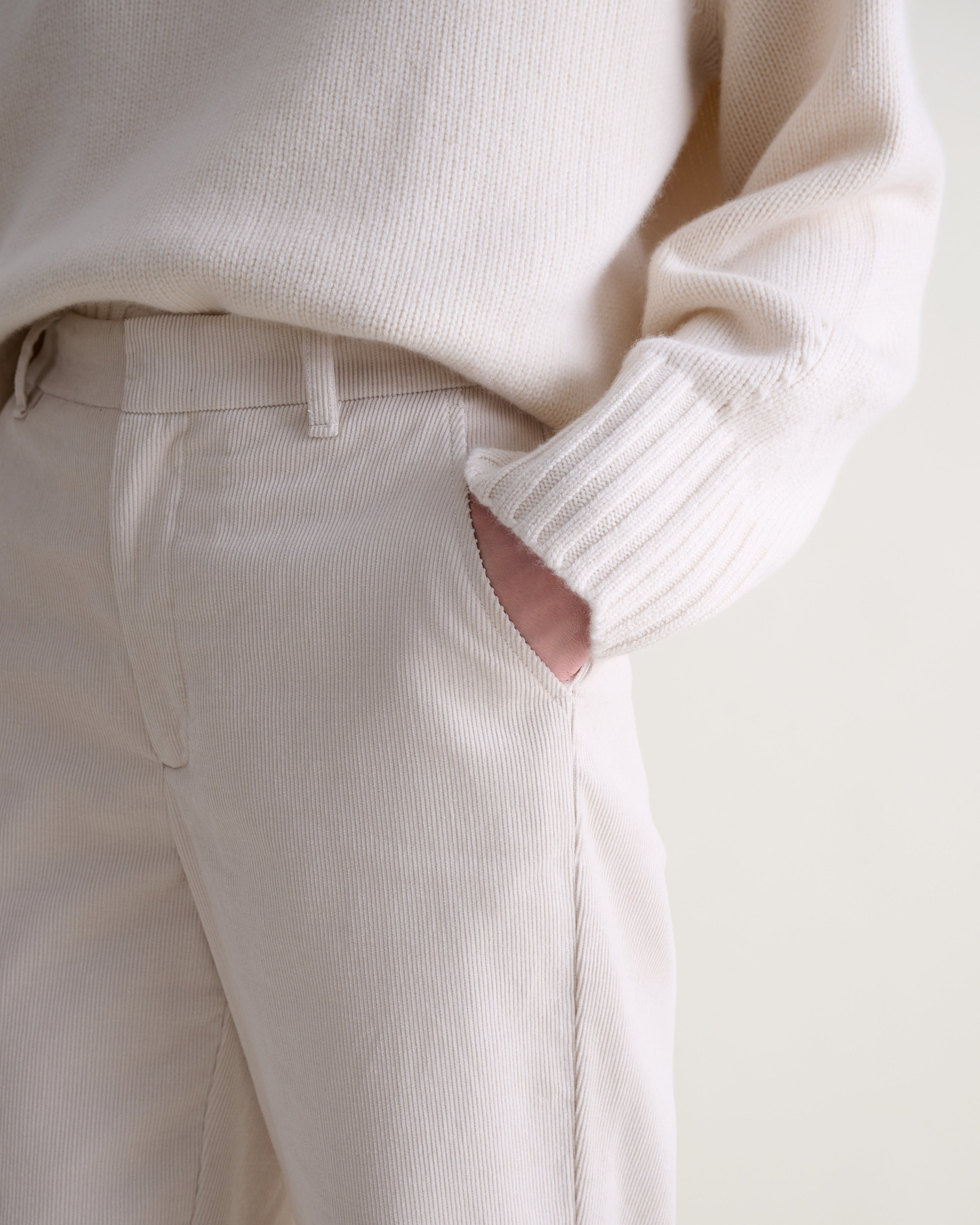 Women's Corduroy Wide Leg Trouser - Bone