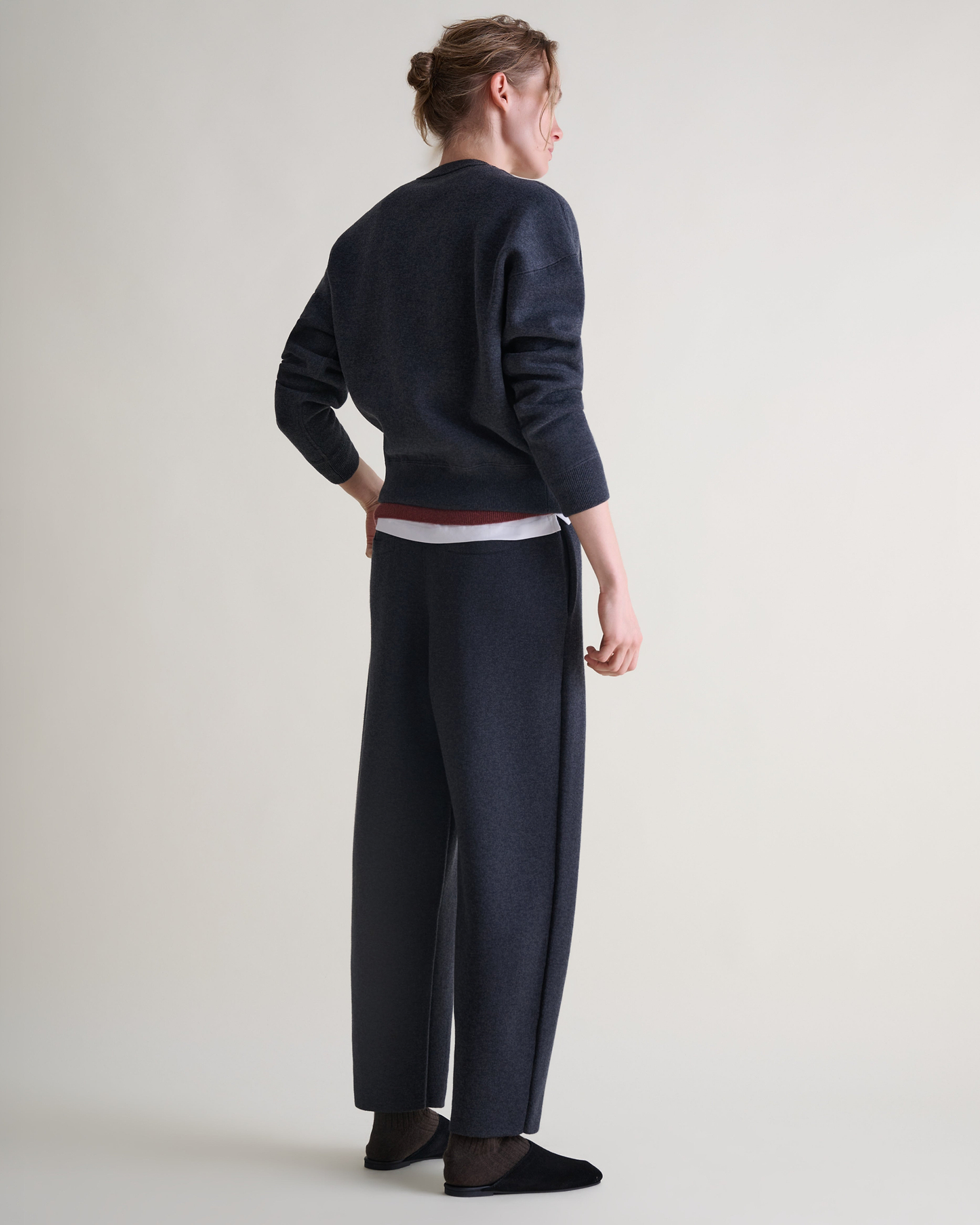 Women's Merino Cotton Reversible Sweatshirt - Graphite/Mid Grey