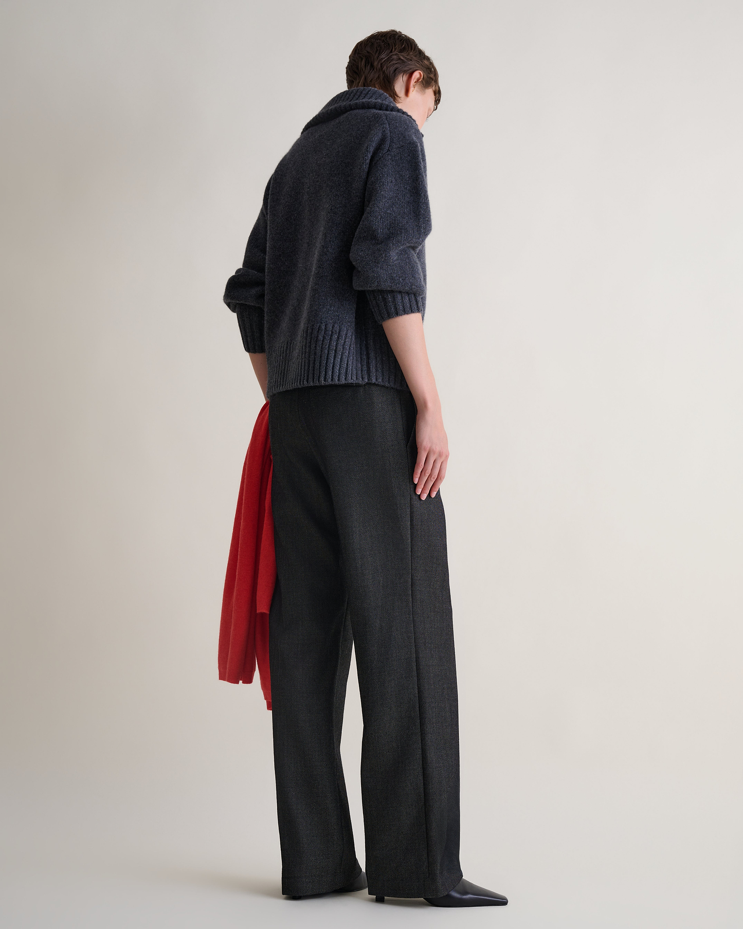 Women's Wool 1/4 Zip Jumper - Charcoal