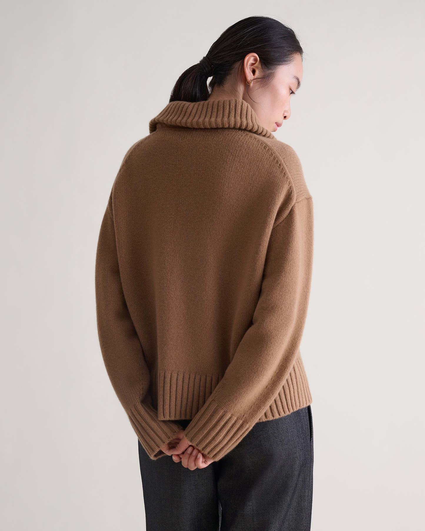 Women's Wool 1/4 Zip Jumper - Deep Camel