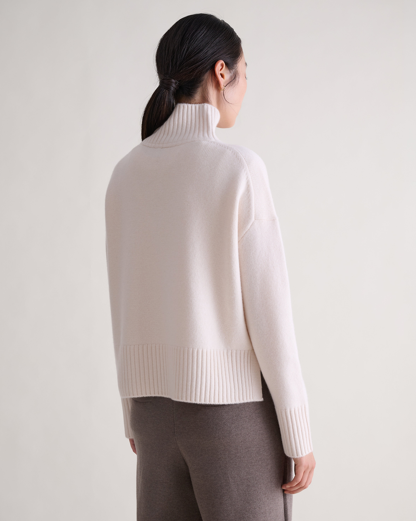 Women's Wool High Neck Jumper - Buttermilk