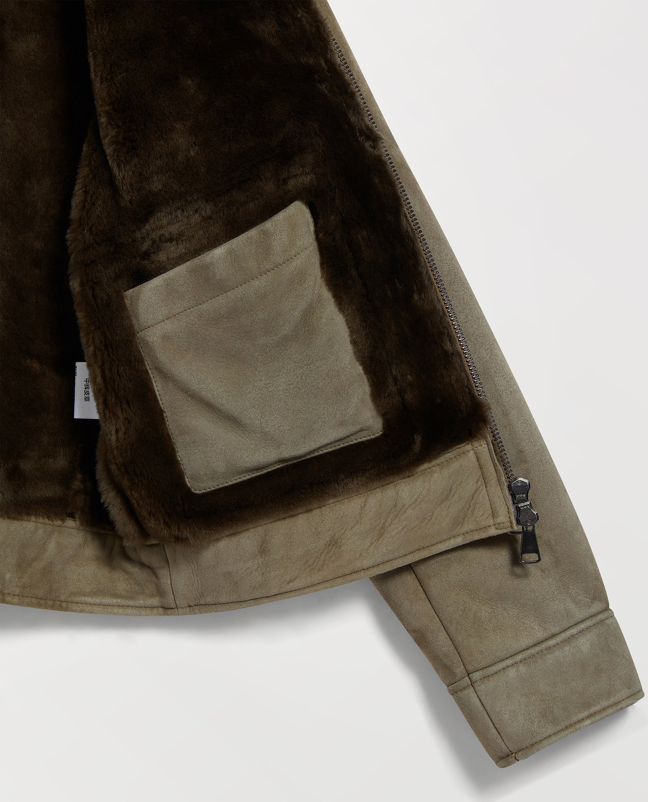 Suede exterior, full shearling lining