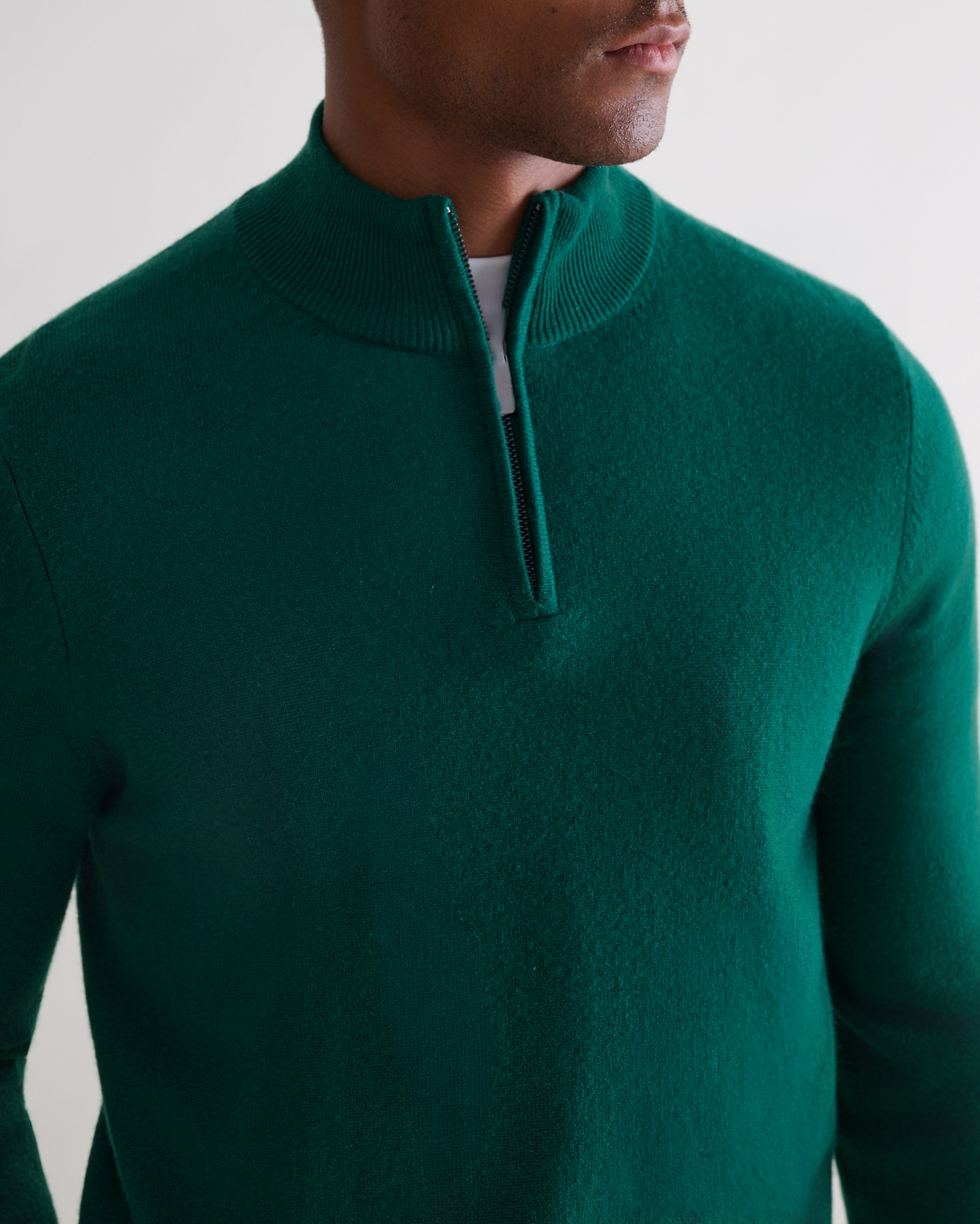 Men's Finest Cashmere 1/4 Zip Jumper - Malachite