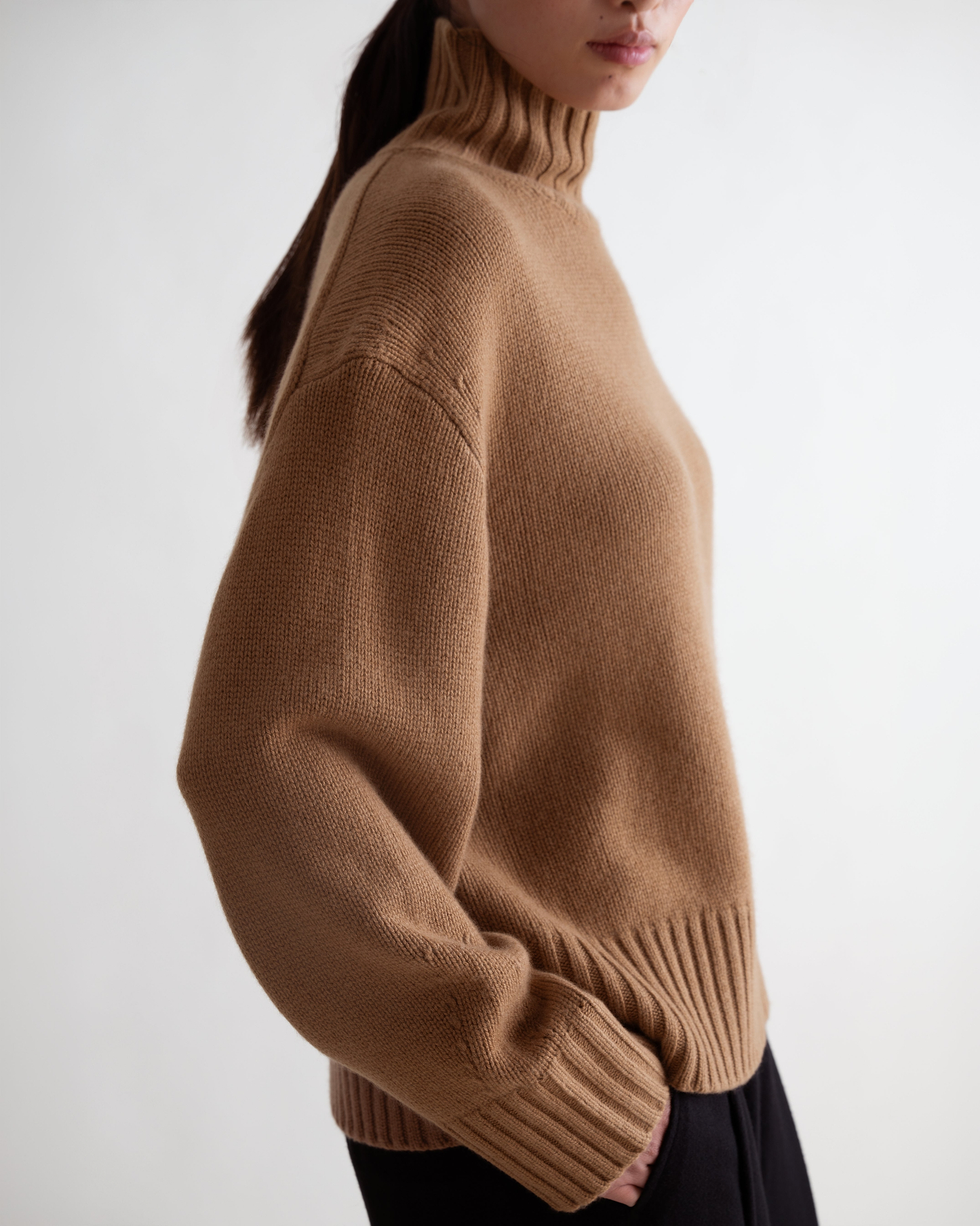 Women's Finest Cashmere High Neck Jumper - Deep Camel