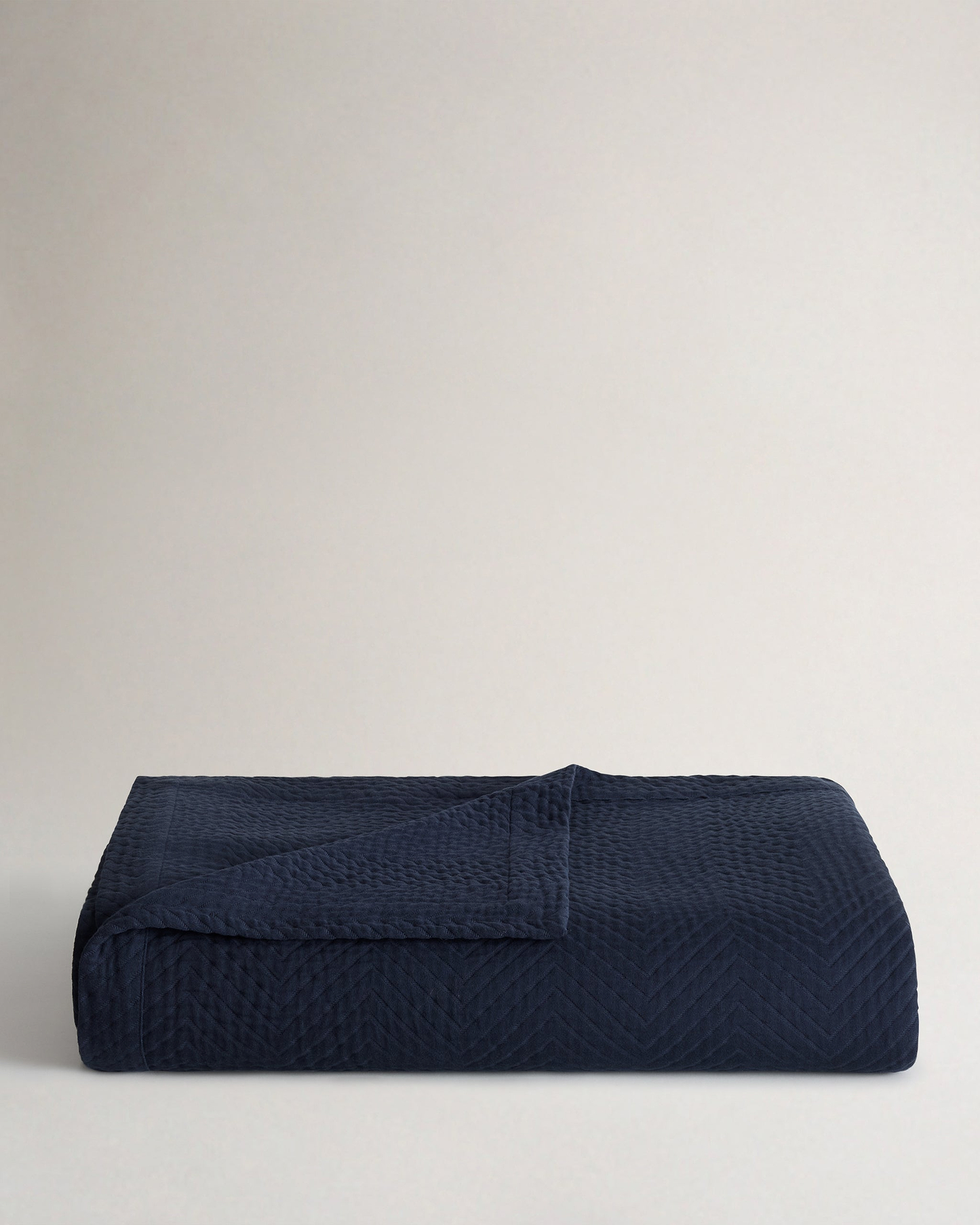 Image 5 of 5 showing Organic Cotton Herringbone Bedspread - Indigo