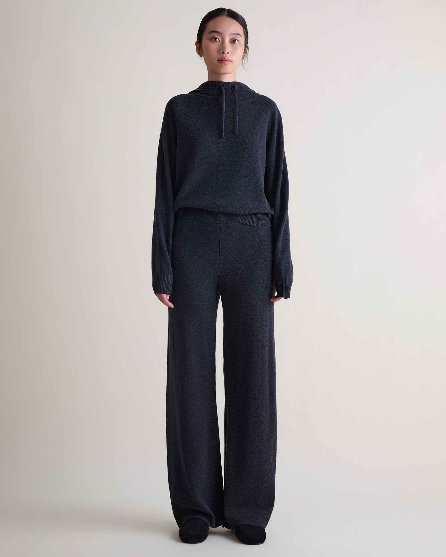 Women's Finest Cashmere Wide-Leg Trousers - Charcoal