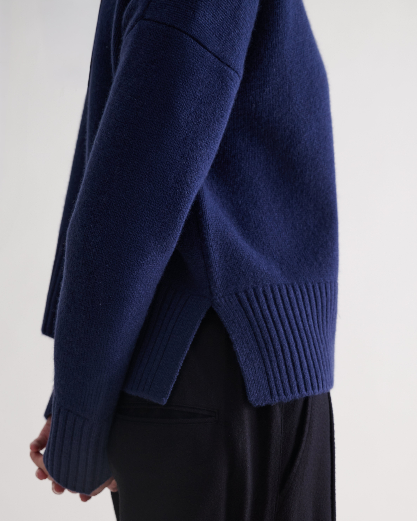 Women's Wool High Neck Jumper - Mood Indigo