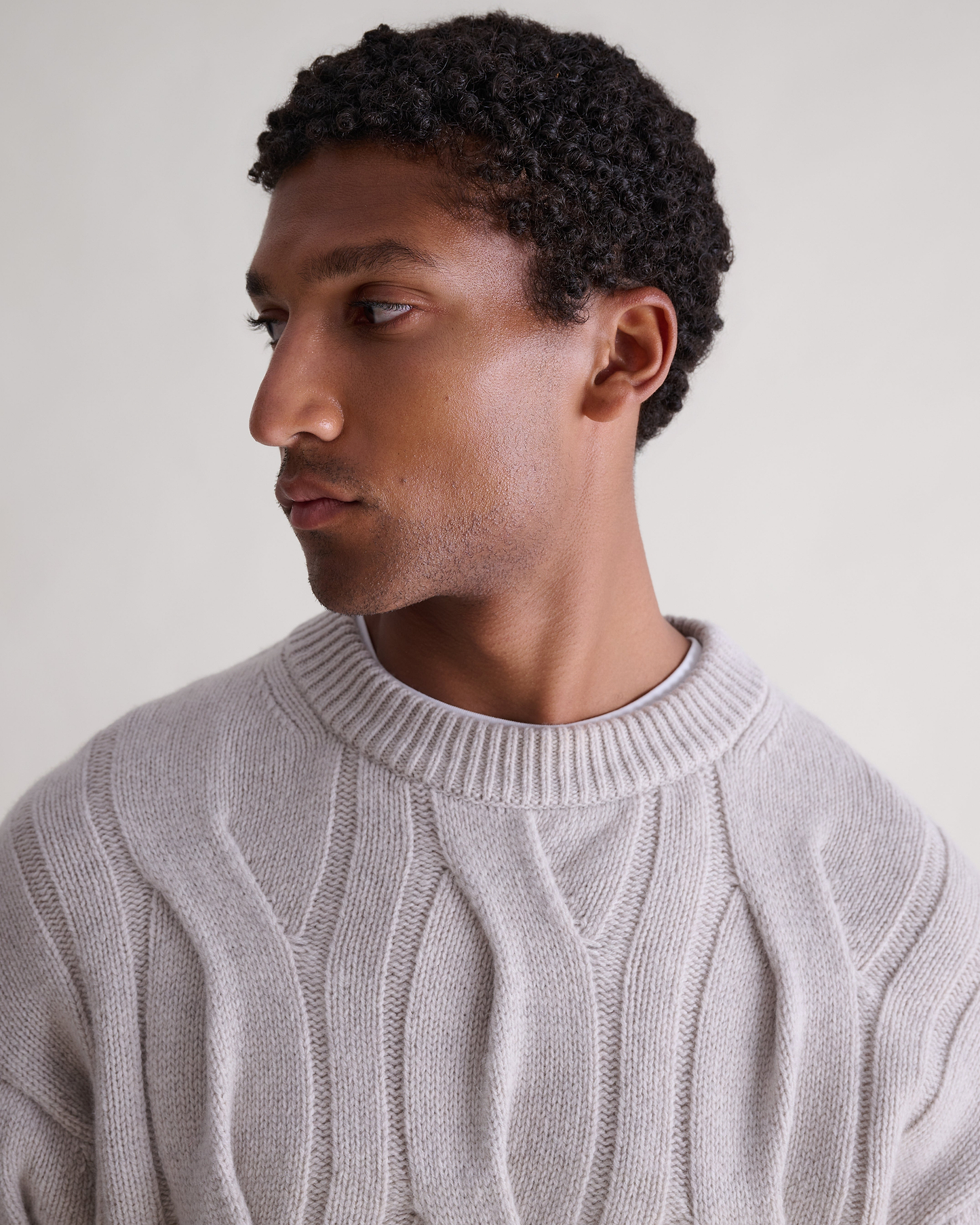 Lambswool Cable Knit Crew Neck Jumper